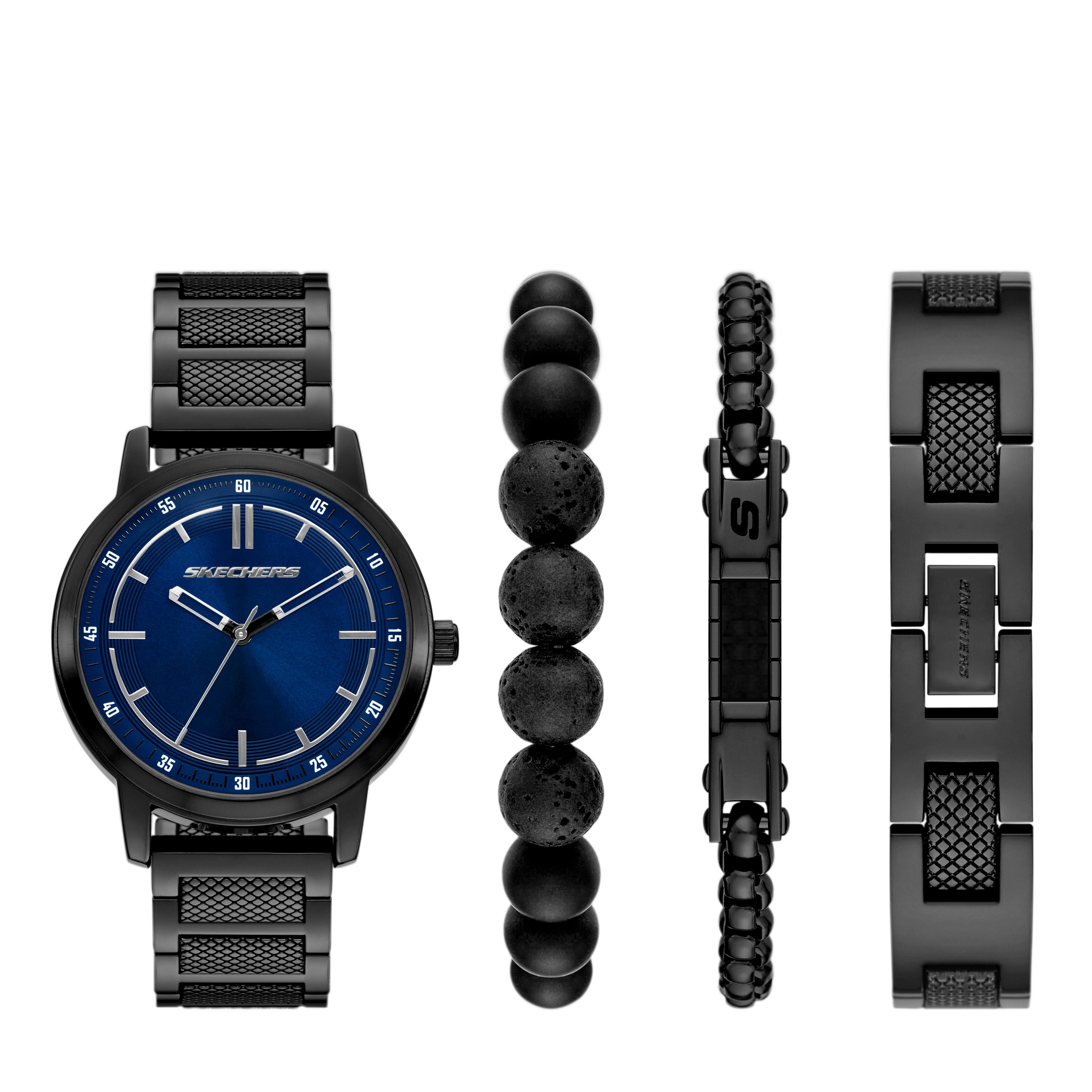 Skechers Quarzuhr Textured Bracelet Set SR9156, (Set, 4-tlg., mit 3 Armbändern), Armbanduhr, Ideal auch als Geschenk, analog