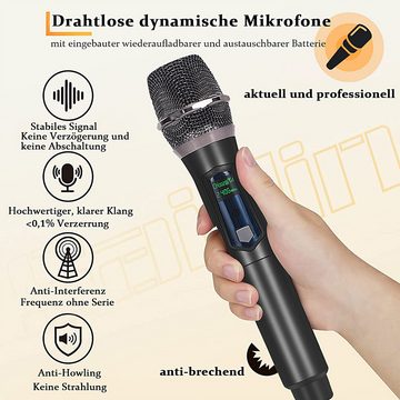 Avisto Mikrofon Mikrofon Professionelles kabelloses Handmikrofon Störungsfreie Nutzung (2 Stück,3,5 mm-Anschluss), Kabelloses Mikrofon geeignet für Familienfeiern, Karaoke-Singen