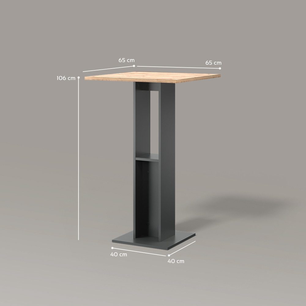 Livinity® Bartisch Regusa, Goldkraft Eiche/Anthrazit/Anthrazit, 65 x 65 cm (1-St)