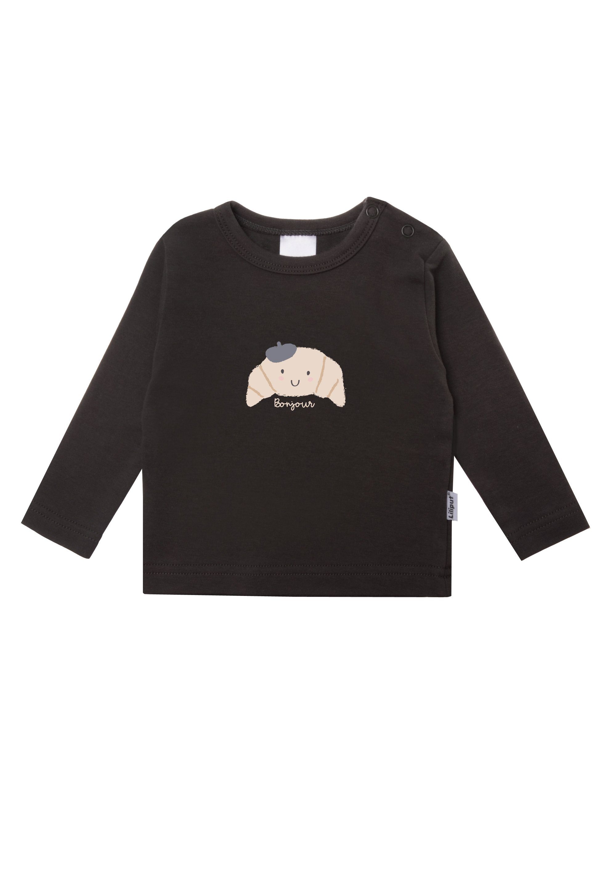 Langarmshirt Croissant Bonjour