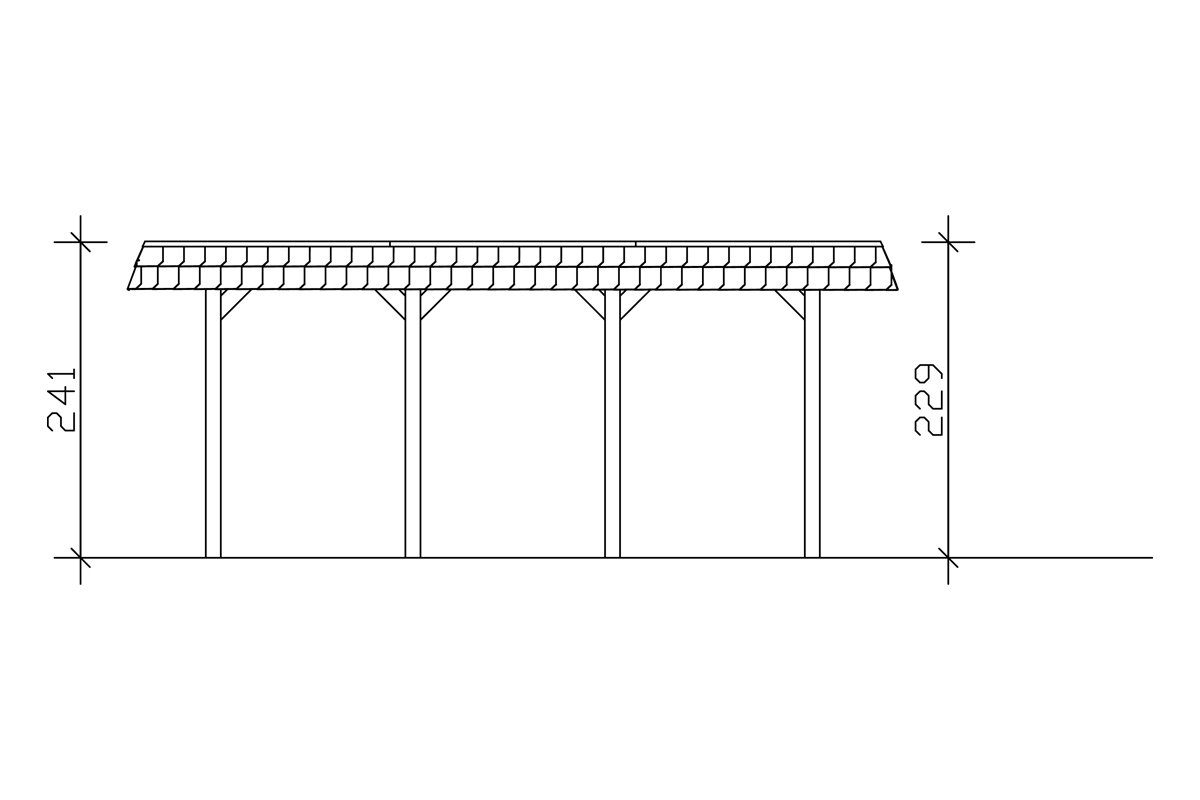 Skanholz Einzelcarport Spreewald, BxT: Einfahrtshöhe braun 206 cm, 345x589 cm