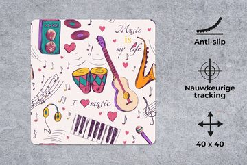 MuchoWow Gaming Mauspad Musik - Instrumente - Zitate (1-St), Mousepad mit Rutschfester Unterseite, Gaming, 40x40 cm, XXL, Großes