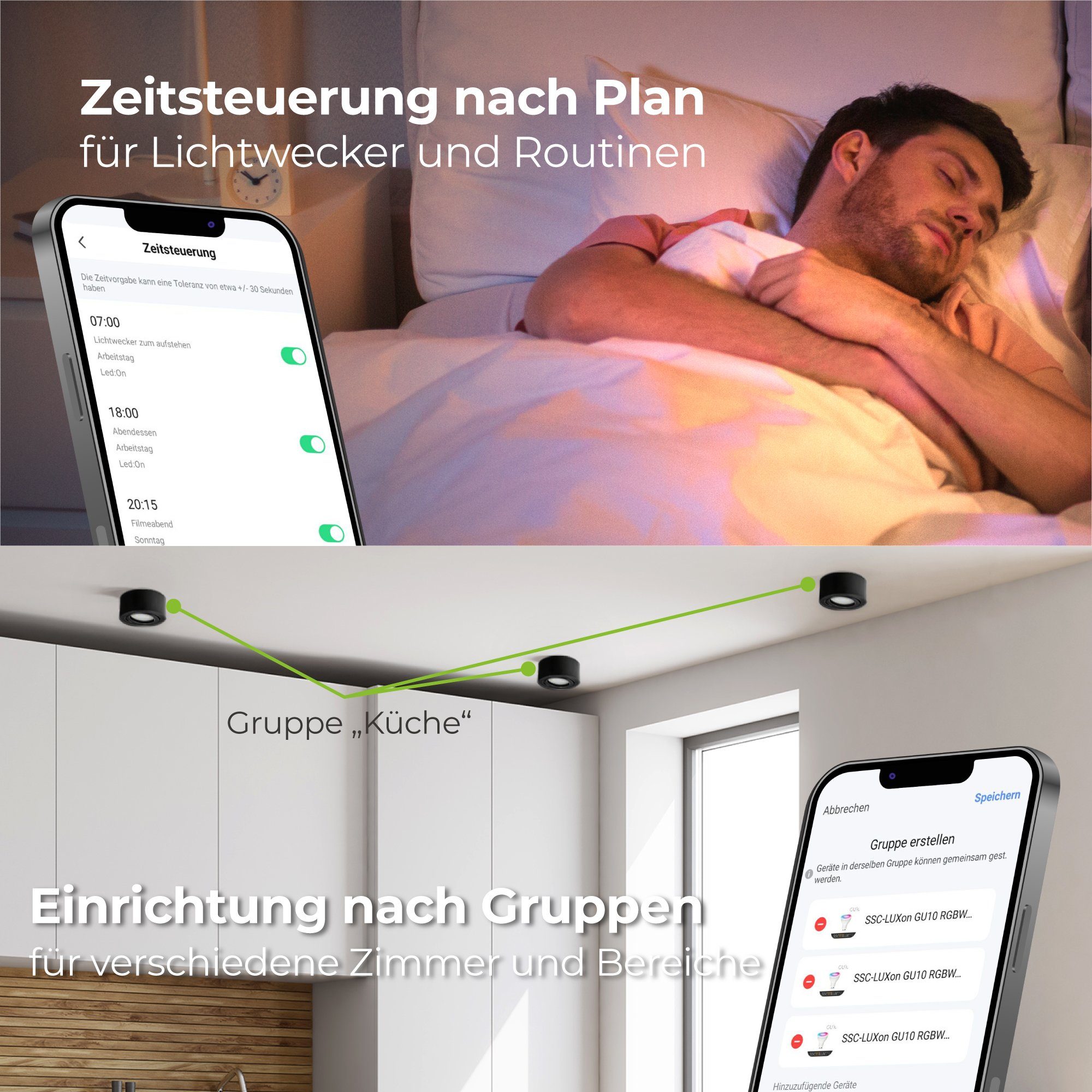 SSC-LUXon LED Aufbaustrahler CELI-1BM Aufbauspot schwarz flach schwenkbar mit LED RGB WiFi, RGB & Weißtöne