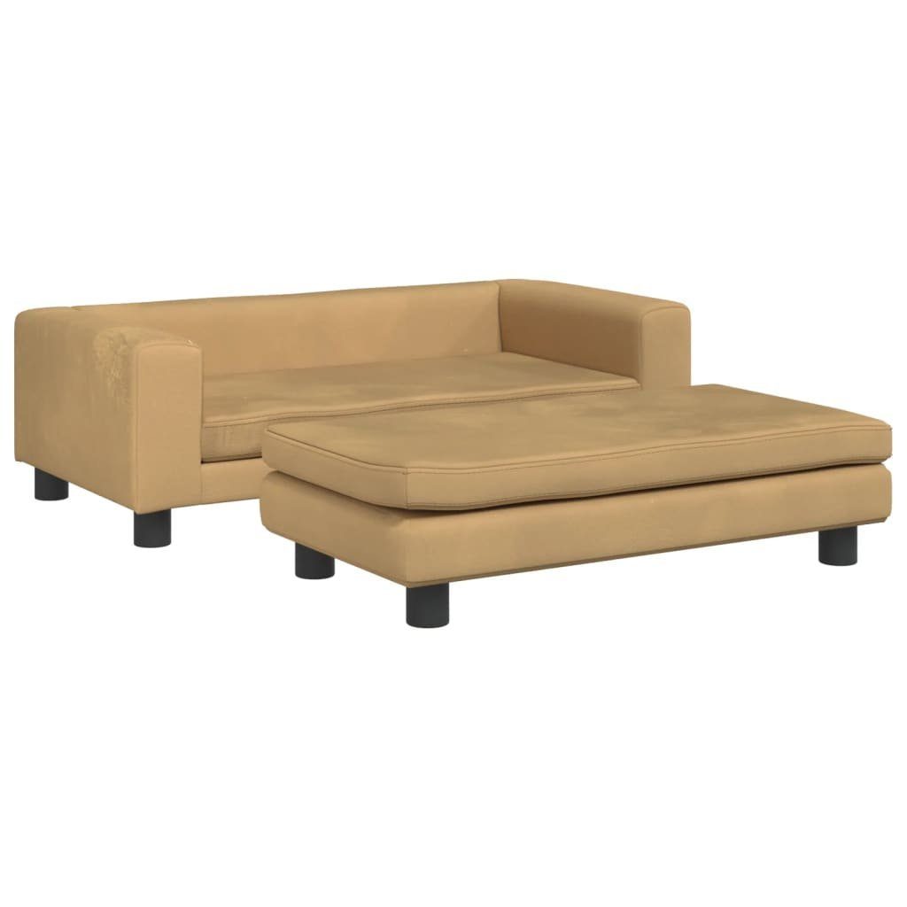 vidaXL Kindersofa NA Kindersofa mit Hocker Braun 100x50x30 cm Samt Kindercouch Kindermöb