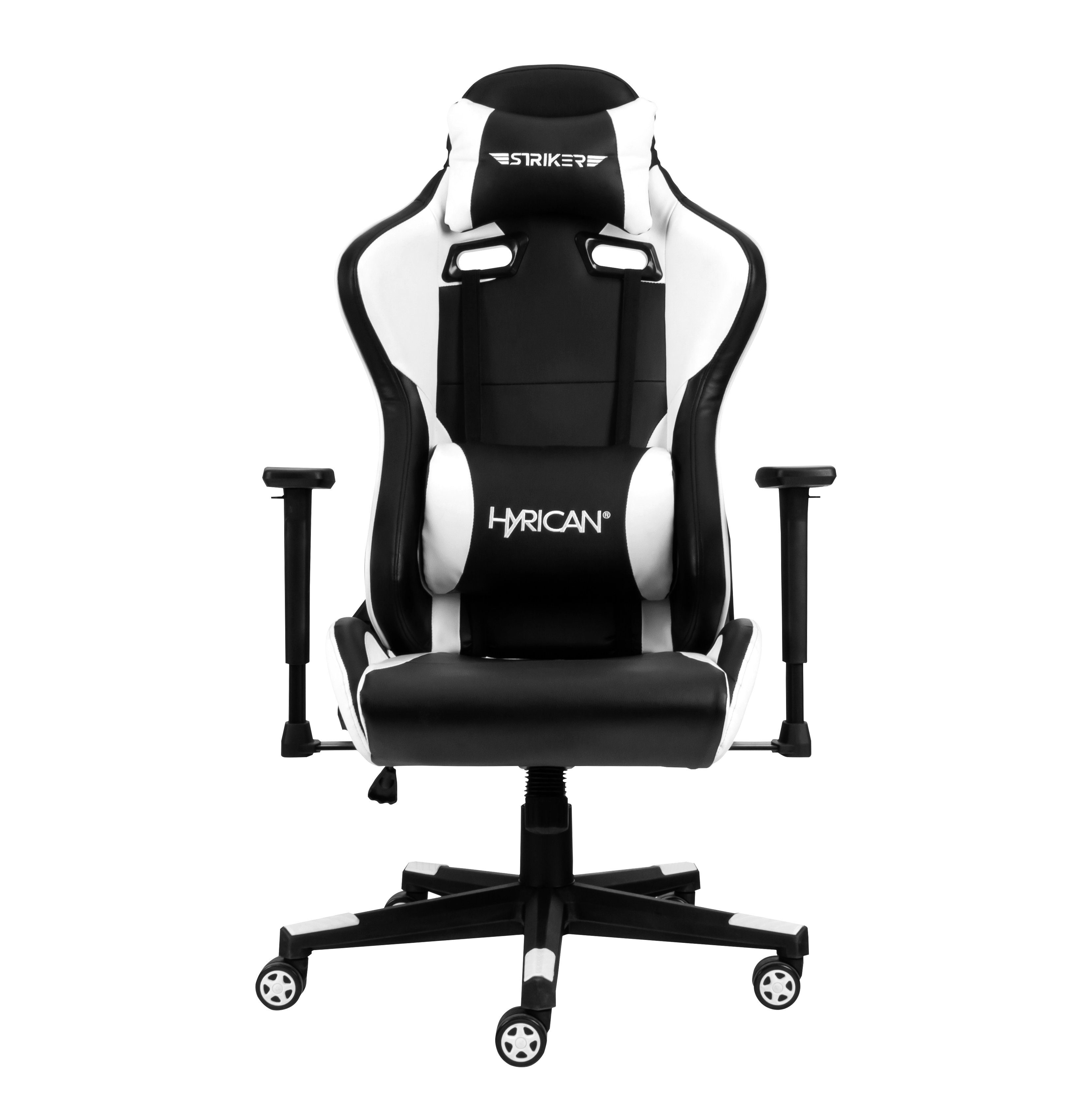 Hyrican Gaming-Stuhl "Striker Tank" schwarz/weiß, für ergonomischer Gamingstuhl, Schreibtischstuhl, geeignet Bürostuhl, Kunstleder, Erwachsene