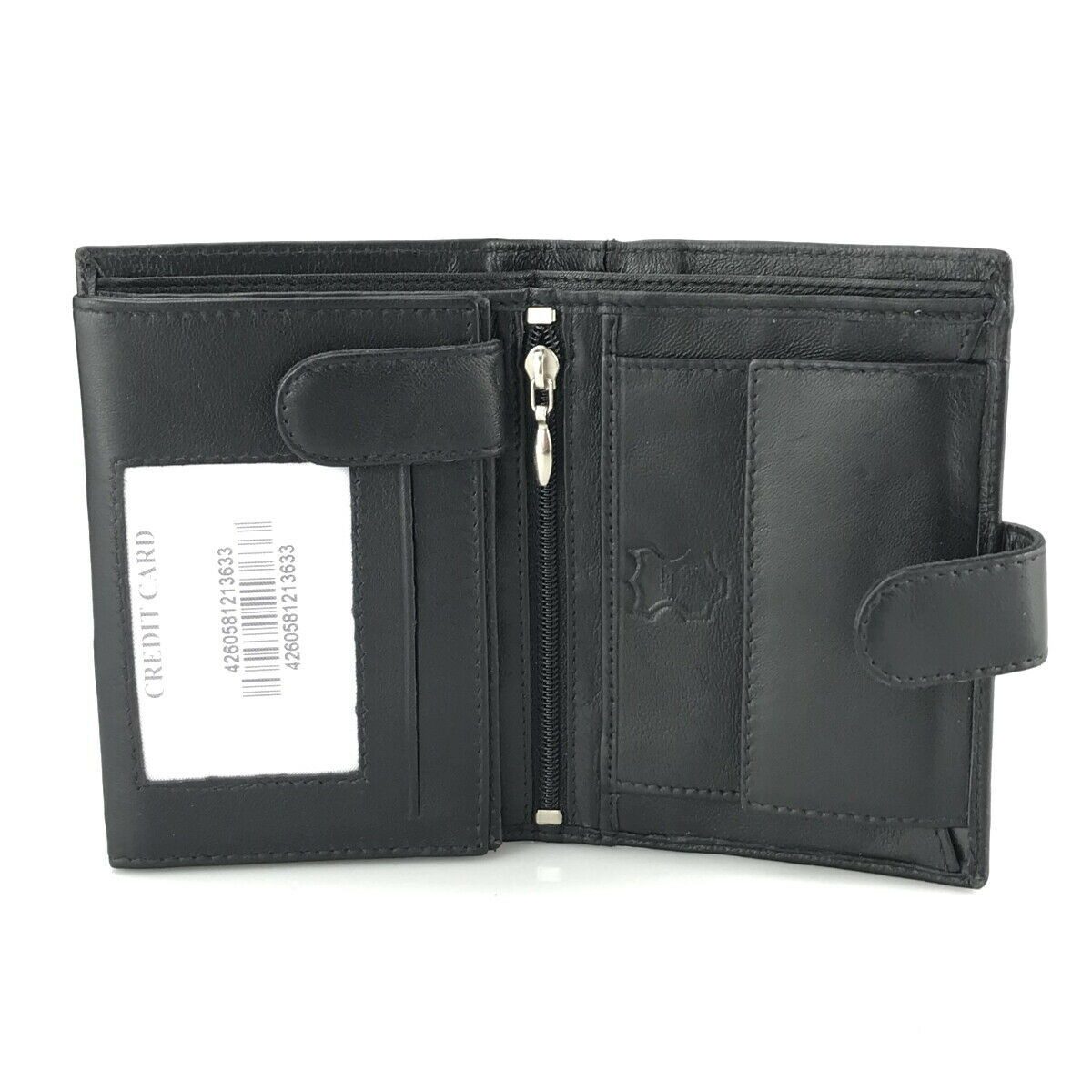 L&B Geldbörse + RFID-Schutz & 7 Kartenfächer, Leder Portemonnaie >2652< Geldbeutel, Reißverschlussfach + Druckknopffach + Riegel innen & außen