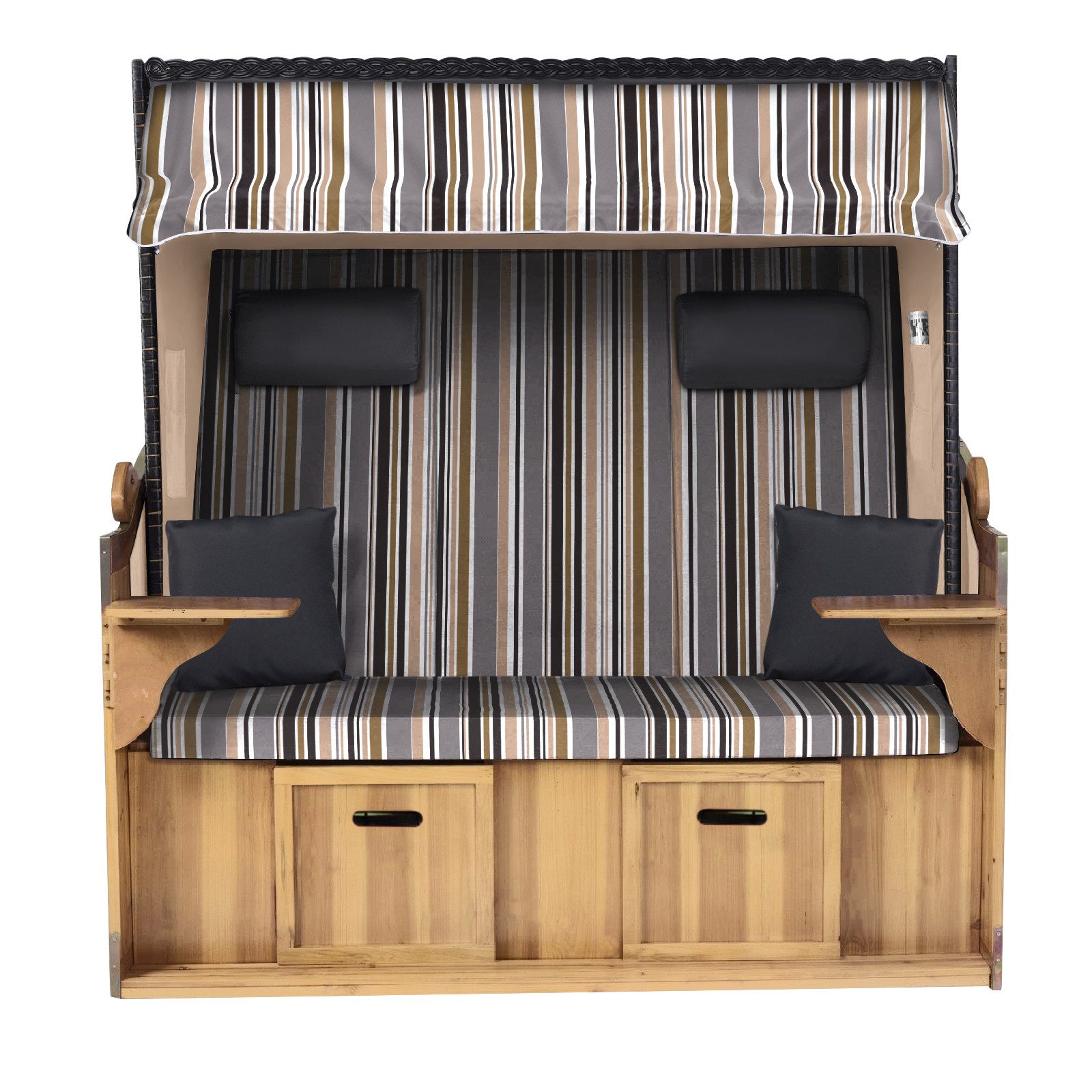 Strandkorb Hanse Strandkorb Strandkorb Ostsee XXL 2,5 Sitzer Volllieger in Schwarz Anthrazit, BxTxH: 150x80x160 cm, Ostsee XXL Volllieger, Ostsee 2,5-Sitzer Modell 2025, Stabiles Wacholder mit handgefertigtem Polyrattangeflecht