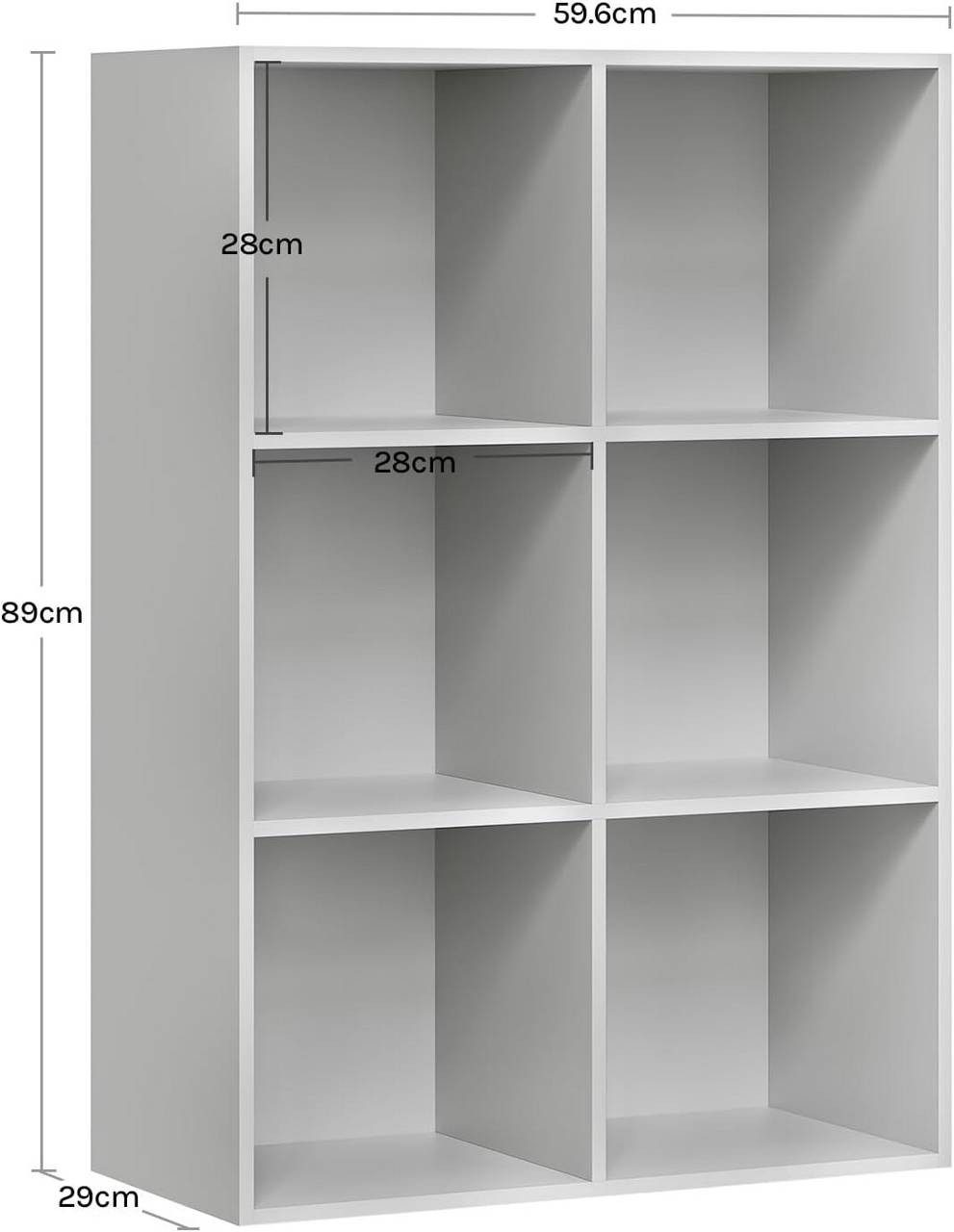 Woltu Bücherregal, 1-tlg., mit 6 Fächern, Würfelregal Standregal, 29x89x59,6 cm