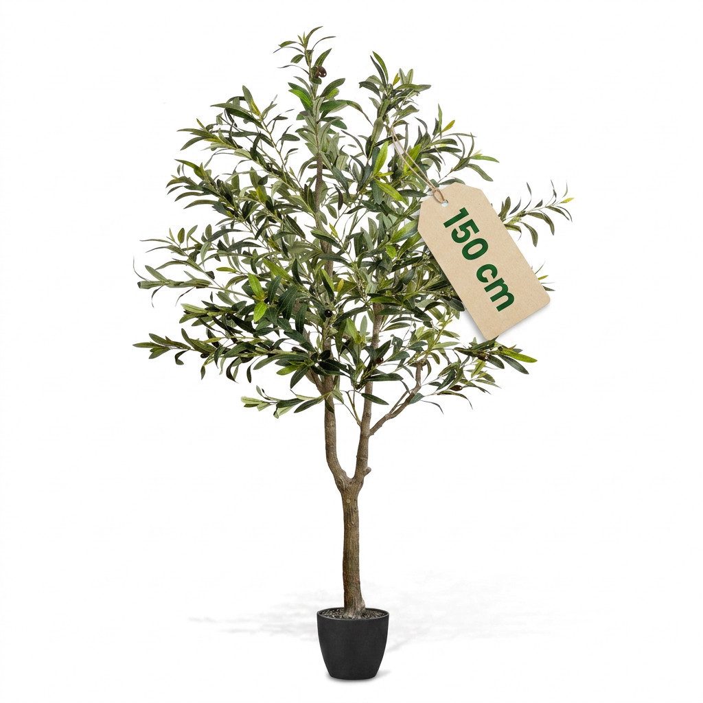 Kunstbaum Olivenbaum künstlich, Kunstpflanze, outdoor & indoor, Pflanze im Topf Olivenbaum, JELLE & JACOB, Höhe 150 cm, olive tree artificial 150 cm, Pflegleicht mit UV-Schutz
