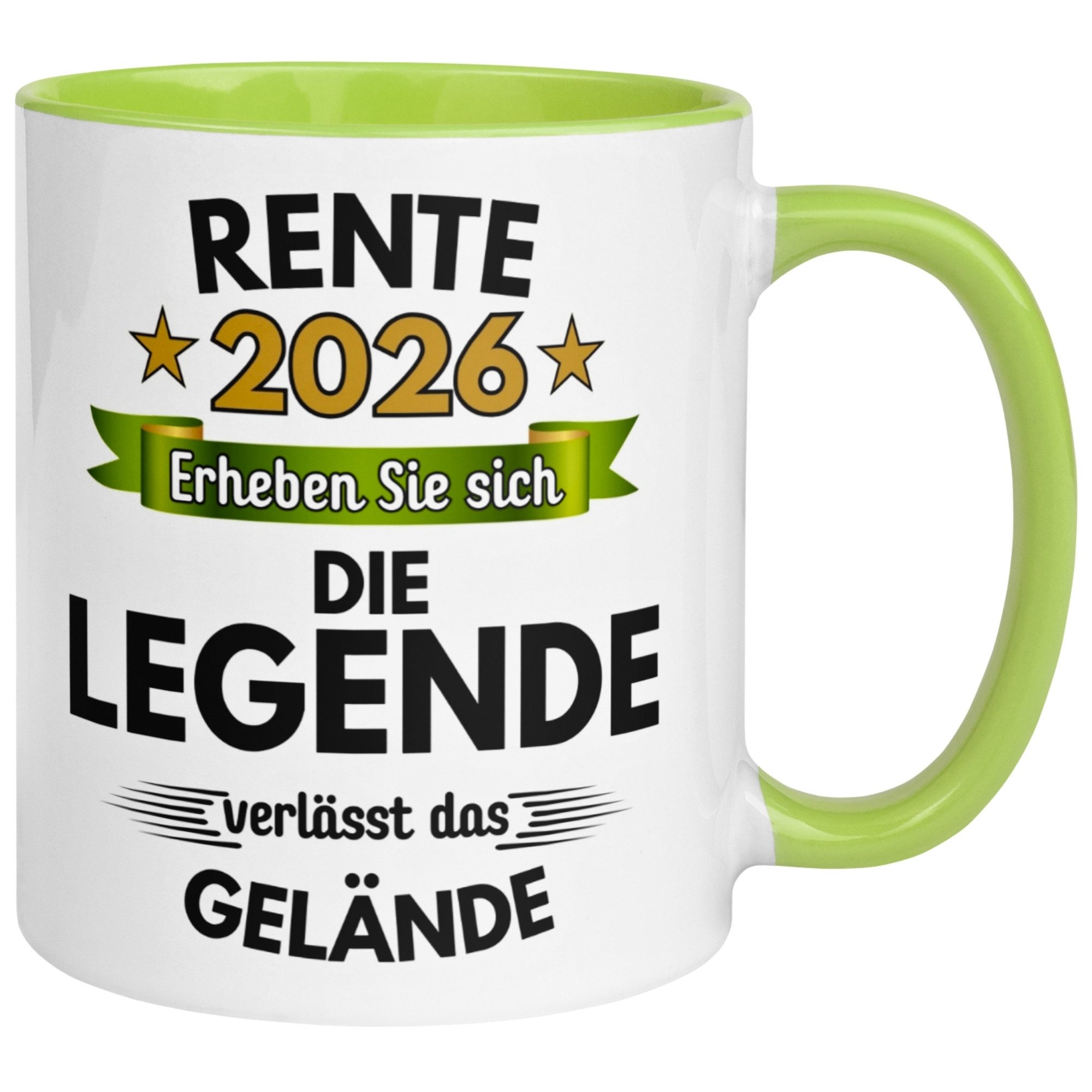 Momentals Tasse Rente – „Die Legende verlässt das Gelände“ – Geschenk zum Rentenbeginn, Gratis Versand · Links-&Rechtshänder · Spülmaschinenfest