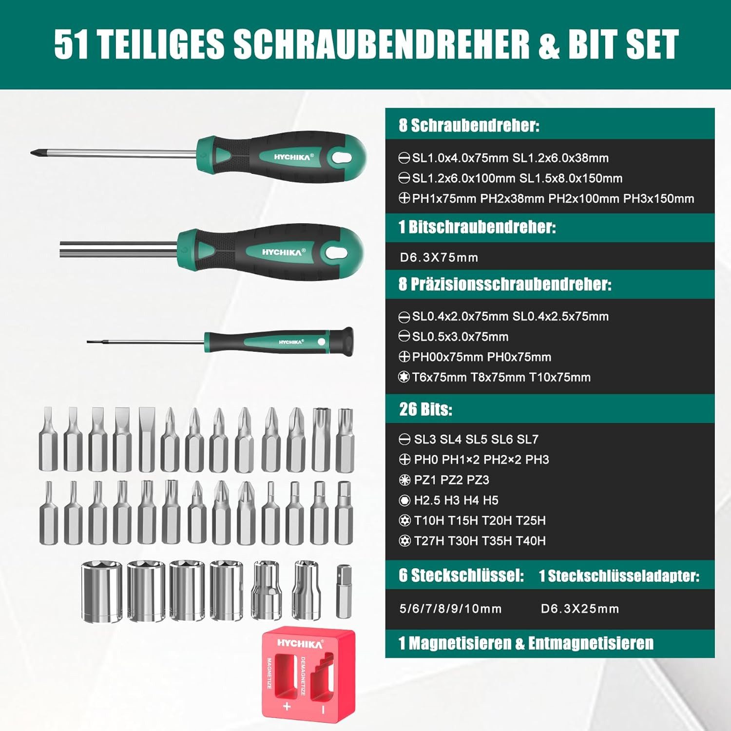 HYCHIKA Schraubendreher HYCHIKA Screwdriver Set, 51 Pieces Screwdriver Set, (1 St)