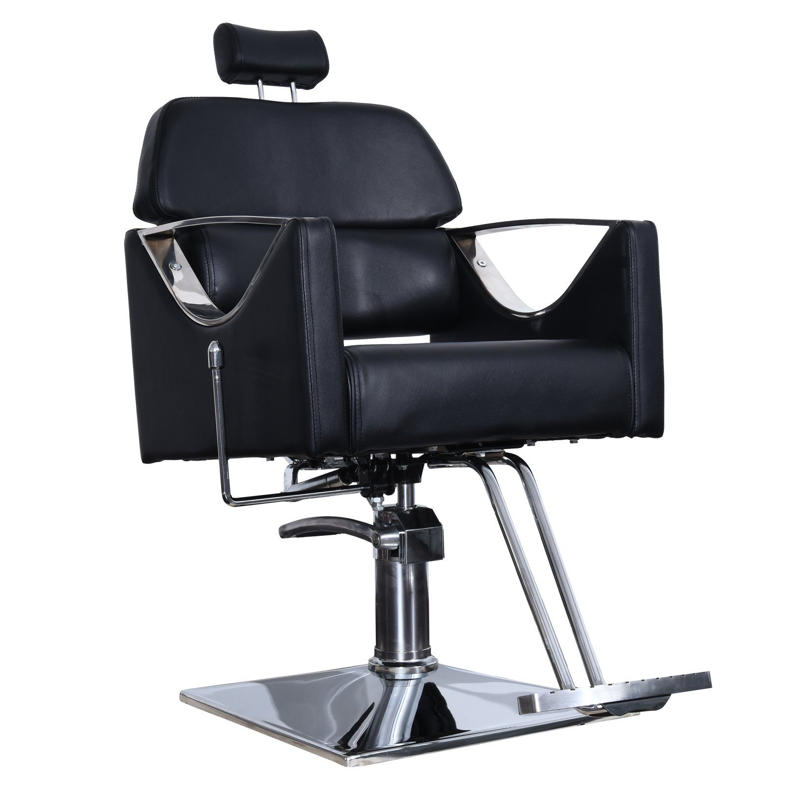 Barberpub Stuhl Barberpub hydraulischer Friseurstuhl Friseursessel 3126BK, Bedienungsstuhl Friseureinrichtung Friseur, Kunstleder Schwarz