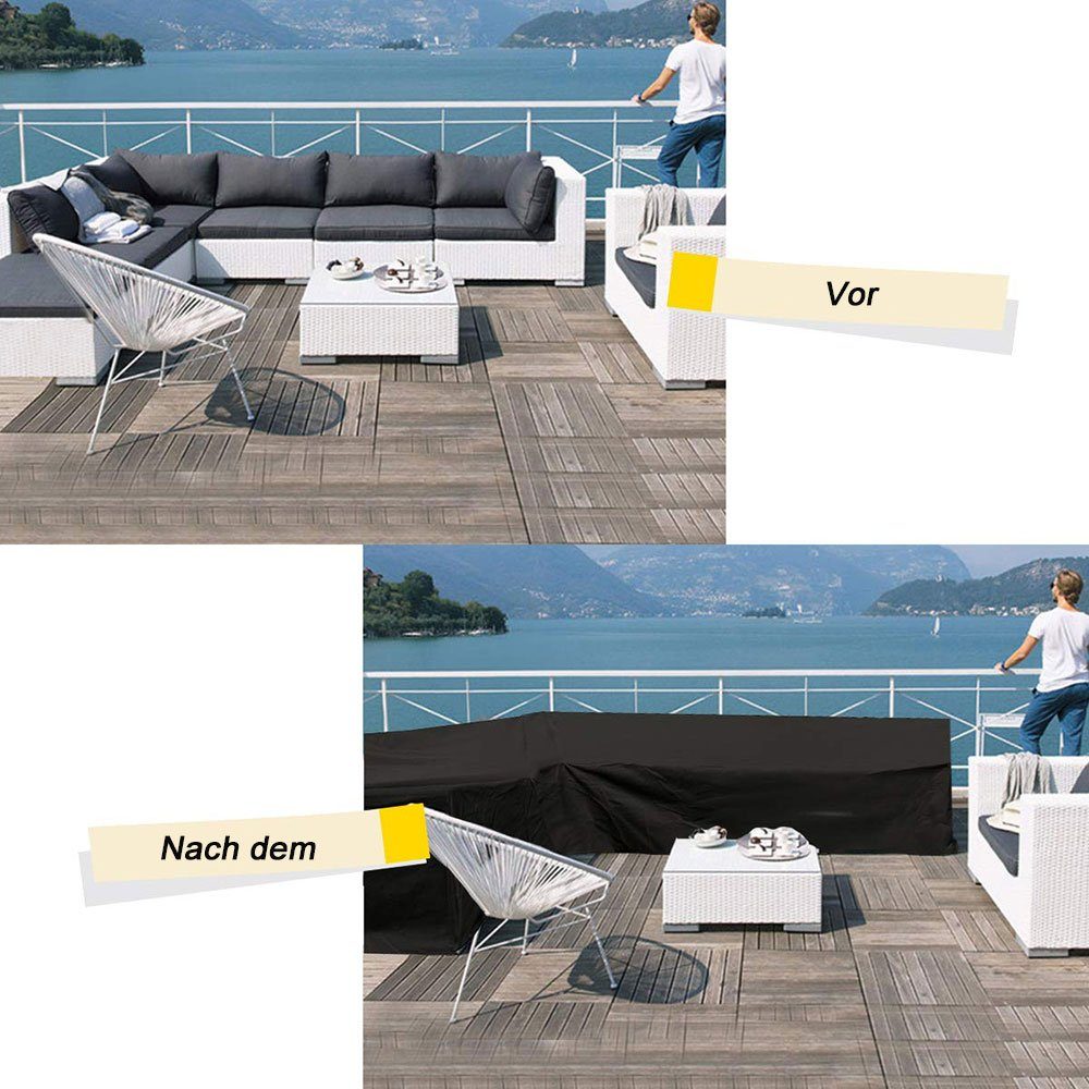 Rosnek Gartenmöbel-Schutzhülle L Form Regenschutz, Staubschutzhüllen,Outdoor Patio Garten, Lounge Set Sofa Schutzhülle – Bild 3 von 5