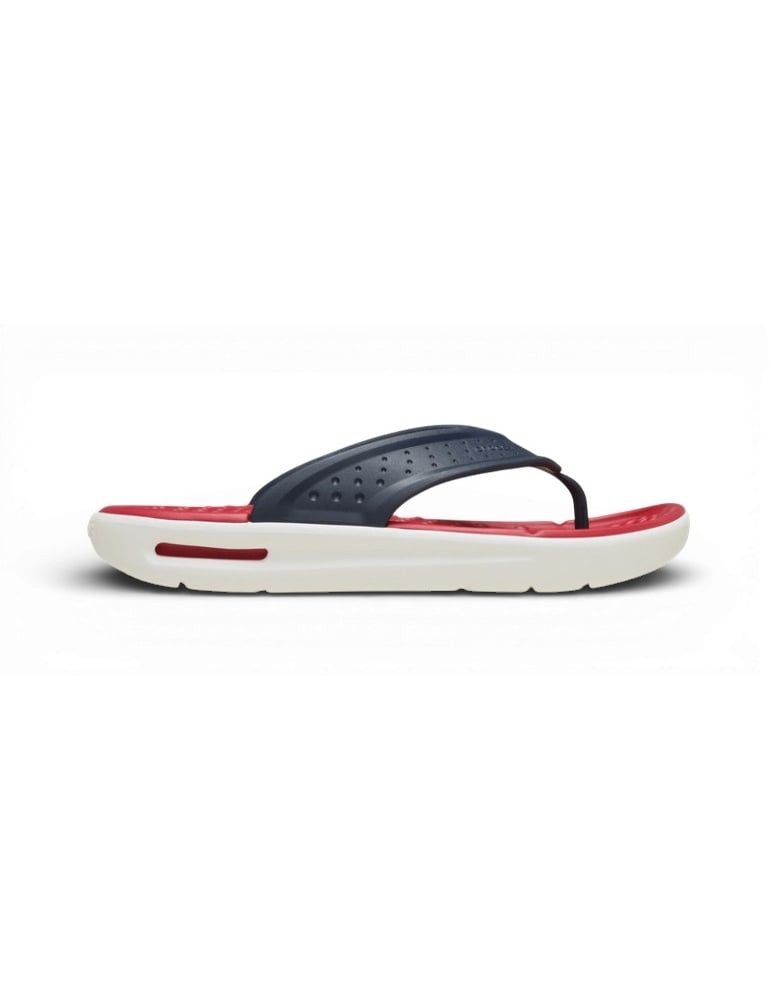 Crocs Sandale InMotion LiteRide Flip navy/rot/weiss Badeschuh