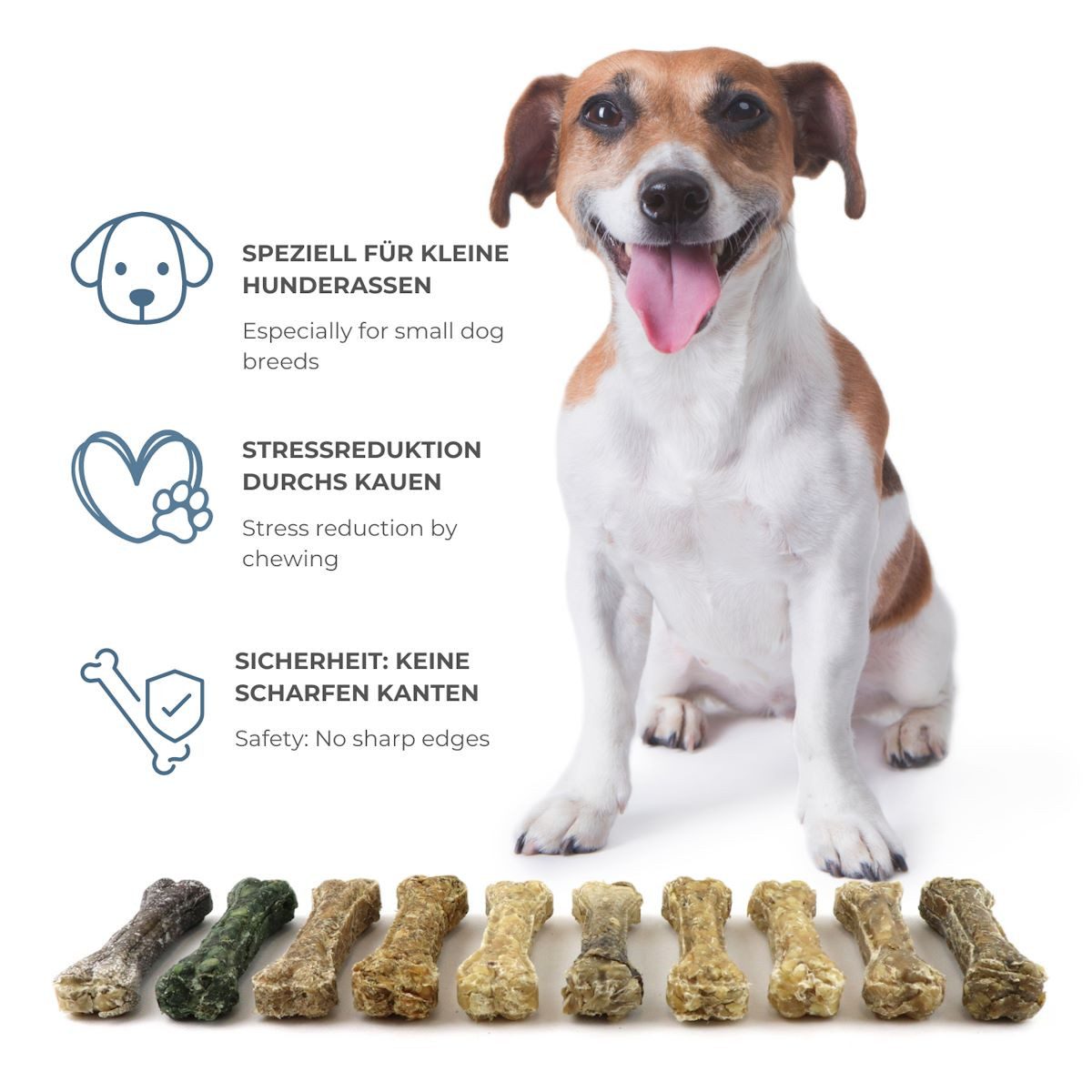 DOGBOSS DOGBOSS 100% Natur Mini-Kauknochen, hergestellt in EU 10er Probierset 10 cm, Snack für: Hunde