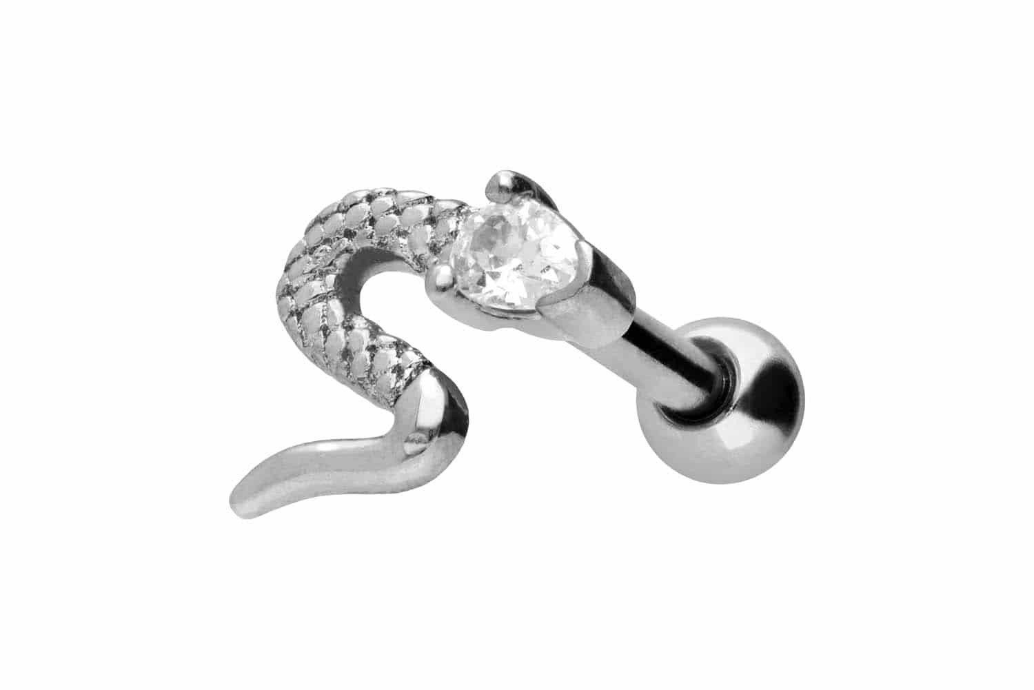 Piercing-Set Chirurgenstahl Ohrpiercing SCHLANGE + KRISTALL