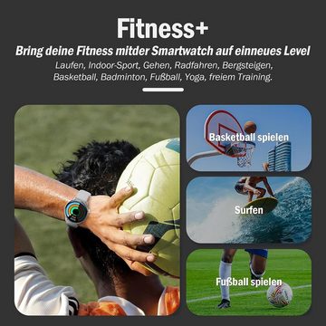 Tisoutec Smartwatch Damen Herren(1.43"AMOLED-Display,IP68 Wasserdicht) Smartwatch (466*466 cm/Fitnessuhr mit Telefonfunktion/WhatsApp Notiz,Smartwatch Fitness Tracker Uhr,AMOLED Voll Touchscreen Fitnessuhr Tracker mit Blutsauerstoff/Pulsmesser/Sportuhr/Schrittzähler/Schlafmonitor Aktivitätstracker usw für iOS/Android Uhren Watch 1+1 Uhrenarmband cm Zoll Zoll), Pulsmesser Schrittzähler Schlafmonitor Aktivitätstracker