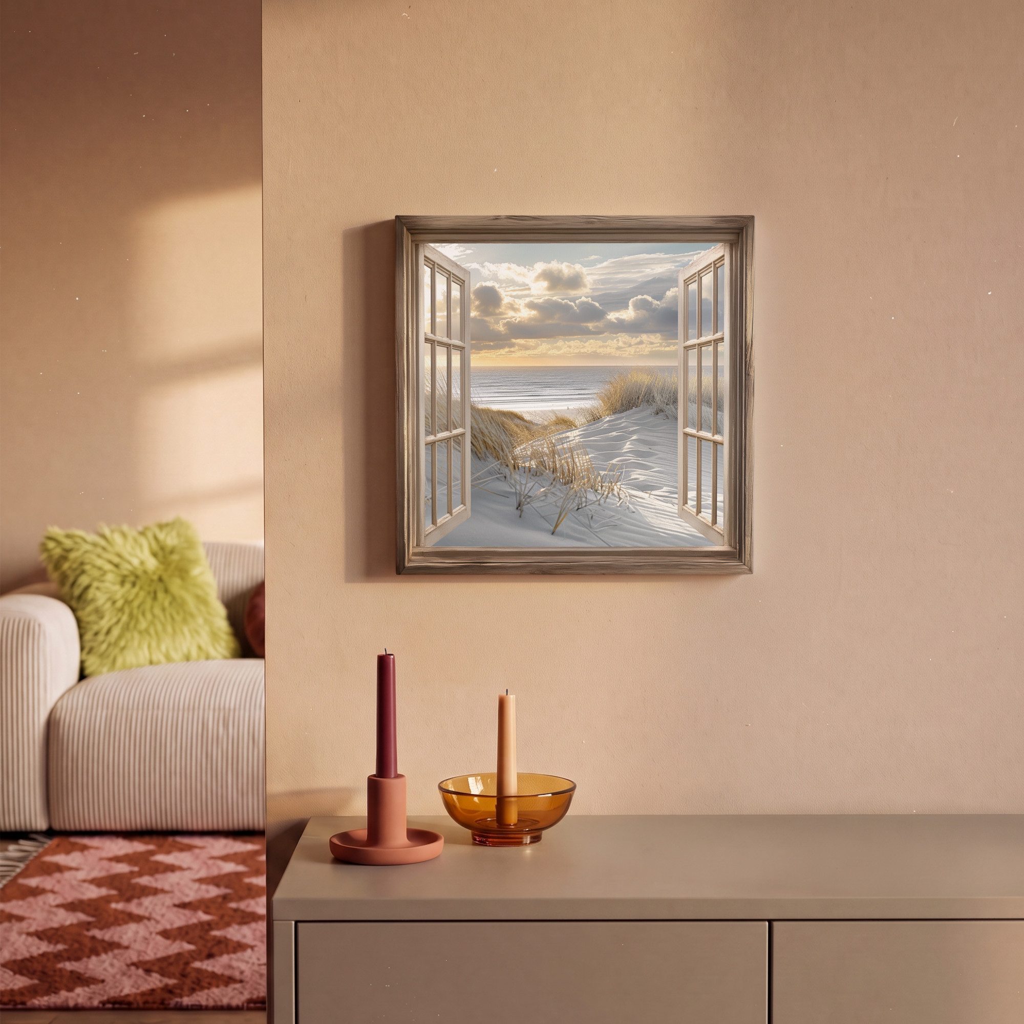 OneMillionCanvasses® Leinwandbild Ausblick - Strand - Dünen - Meer - Natur, Fotodruck (1 St), Leinwand Bilder Klein, Wand Dekoration Aesthetic 30x20 cm – Bild 2 von 5