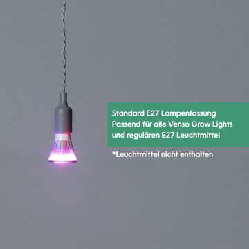 PARUS Pflanzenlampe Zubehör, ohne Leuchtmittel, 4 Meter Kabel, Parus by Venso E27 Lampenfassung Helix 4m Textilkabel Grau, Eurostecke