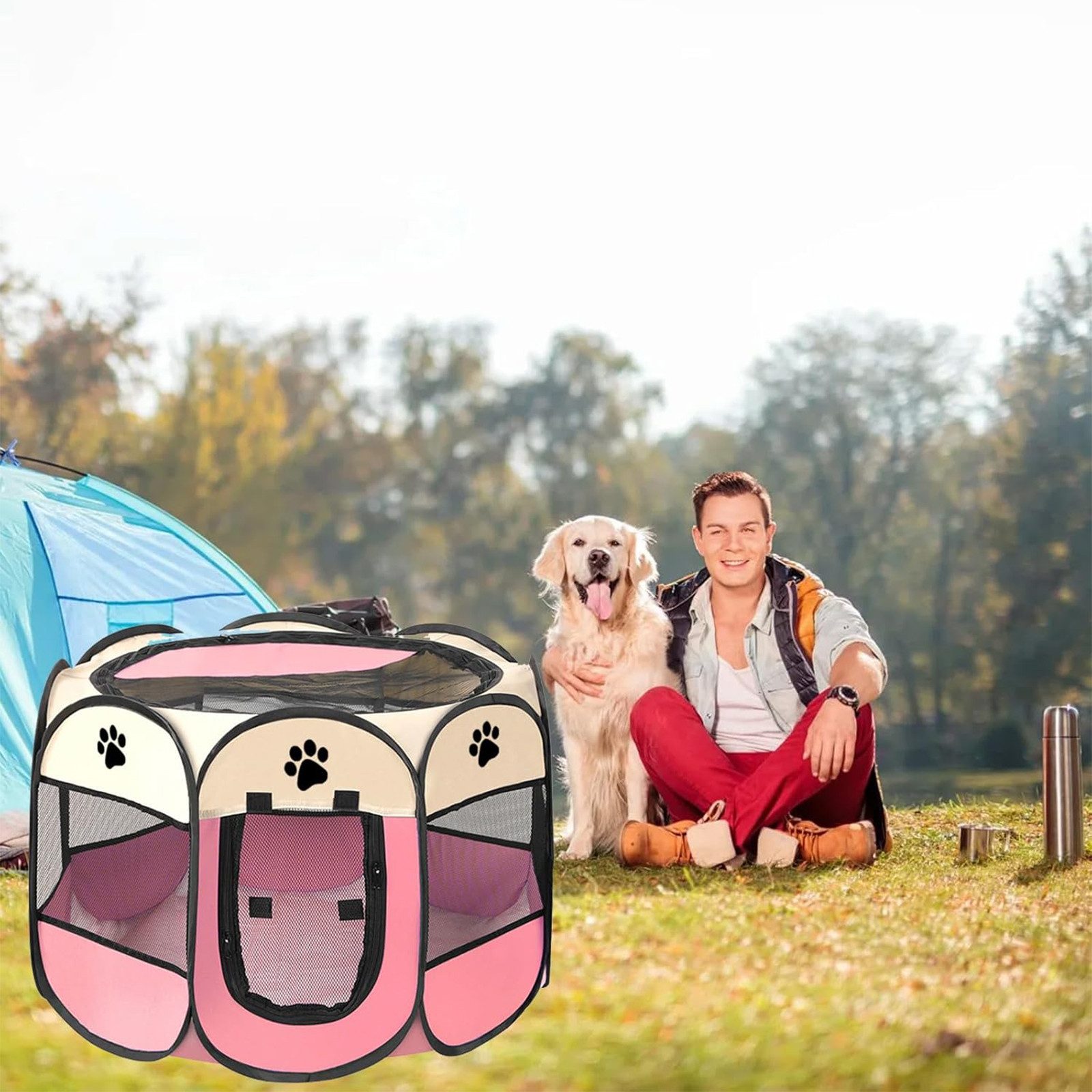 OKWISH Tierhaus Faltbarer Hunde Katzenkäfig Outdoor Zelt Laufstall mit Netz günstig online kaufen