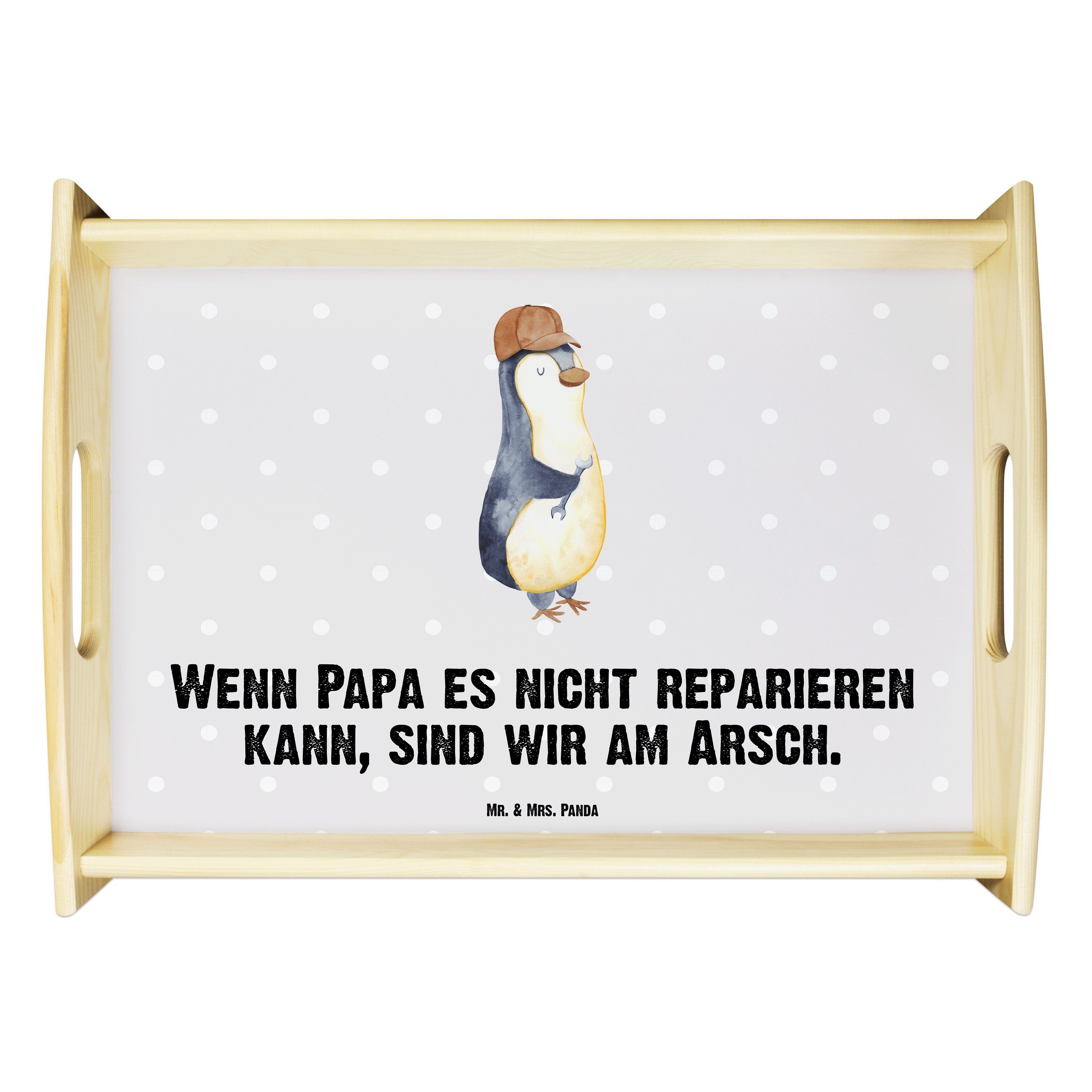 Mr. & Mrs. Panda Tablett Papa es - Grau lasiert, sind Arsch Wenn kann, Echtholz am Pastell, reparieren wir nicht (1-tlg)