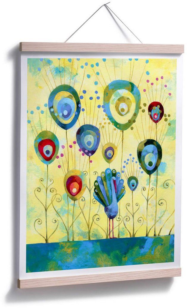 Wandposter Poster Bild, St), Tiere Poster, Wall-Art (1 Märchen Wandbild, Pfauenfedern, Wandbilder