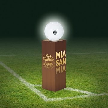 FC Bayern München Dekosäule Rost-Optik Leuchtkugel 84cm braun, Garten Dekoration Deko Säule Beleuchtung LED Fußball