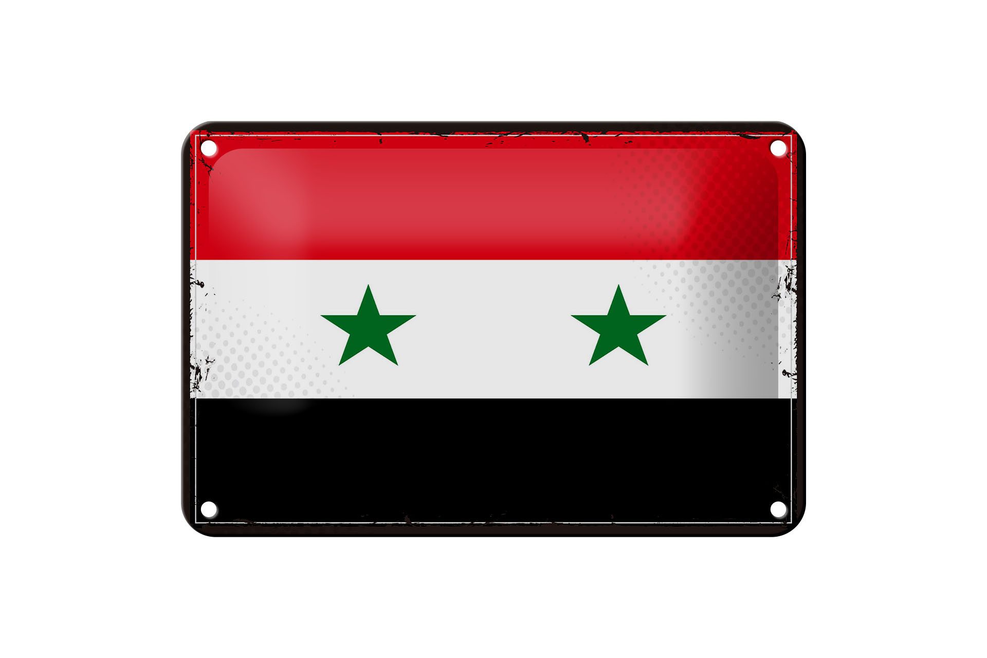 Femer GmbH Metallschild Flagge Syriens 18x12cm Retro Flag of Syria, (1 St), gewölbte Oberfläche, abgerundete Ecken, umgeschlagene Kanten