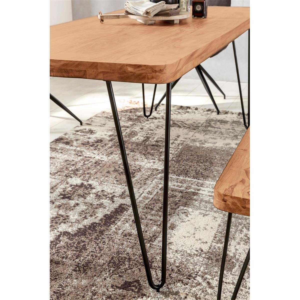 Lomadox Esstisch, Esszimmer-Tisch 180/76/80cm Holztisch mit Metallbeinen Landhaus-Stil