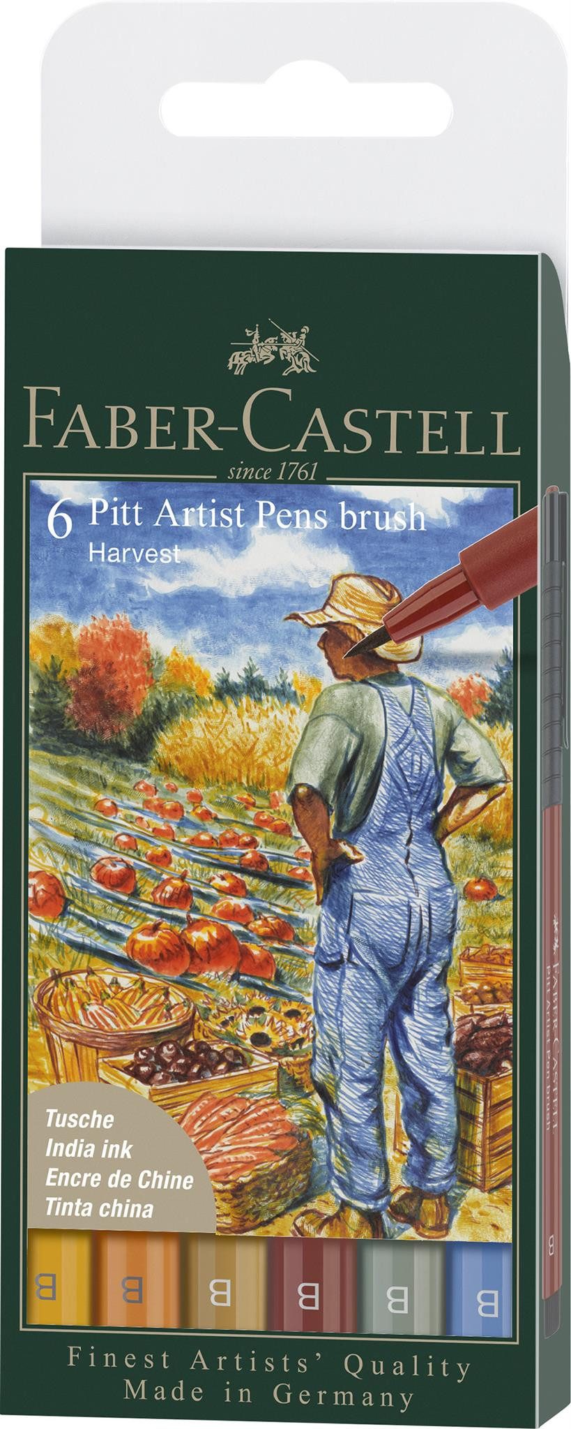 Faber-Castell Malstift Faber Castell Tuschestift Pitt Artist Pen B 6er Harvest
