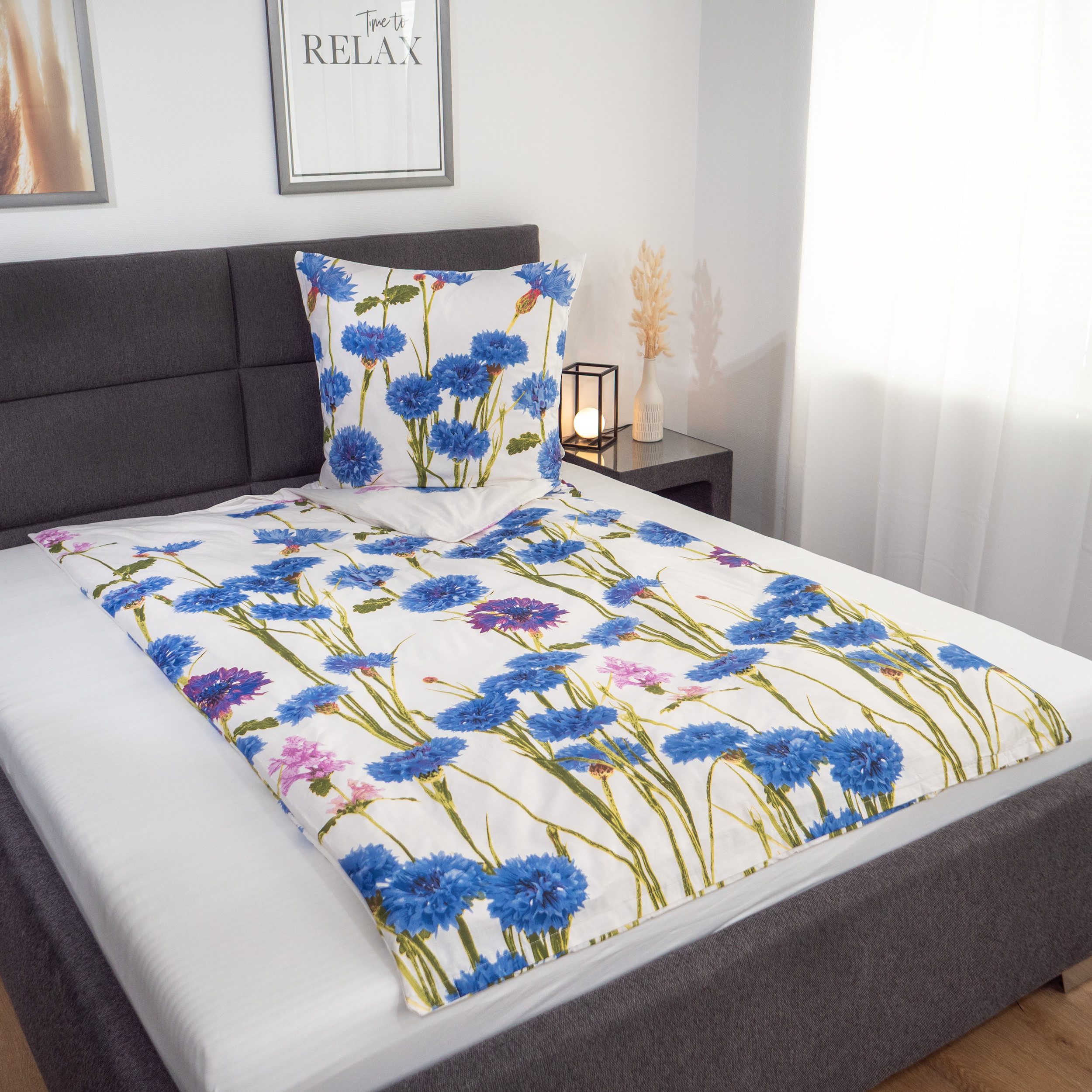 ZO HOME Bettwäsche ZO!Home, Renforcé, 2 teilig, blaue Kornblumen auf weißem günstig online kaufen