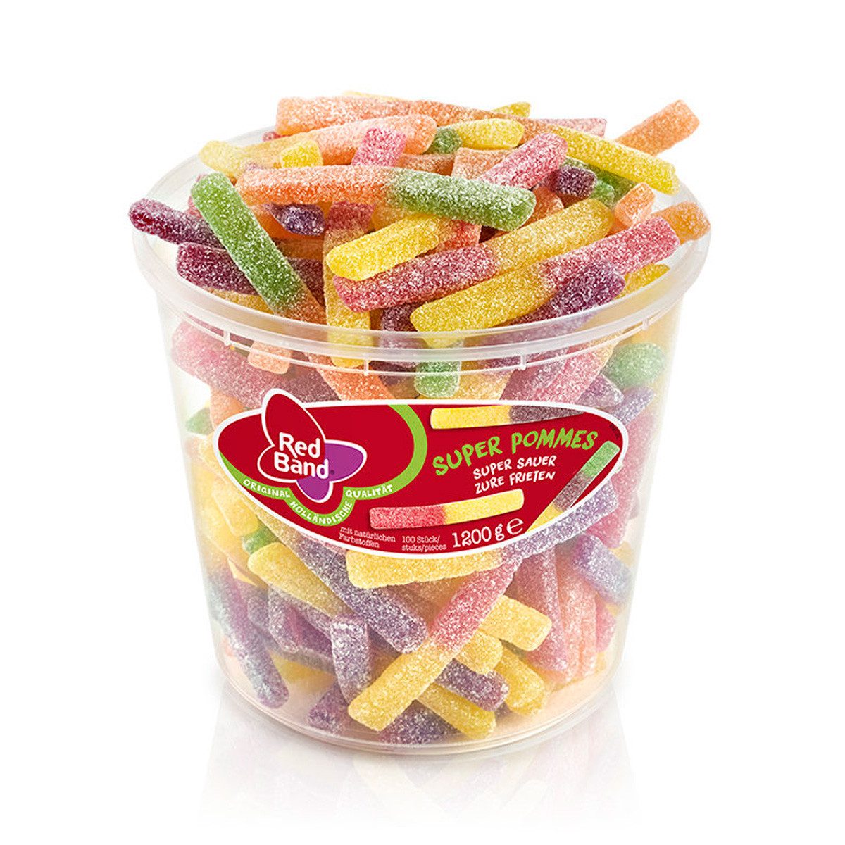 Red Band Süßigkeit, Red Band Pommes extrasaure gezuckerte Fruchtgummi Stäbchen 1200g