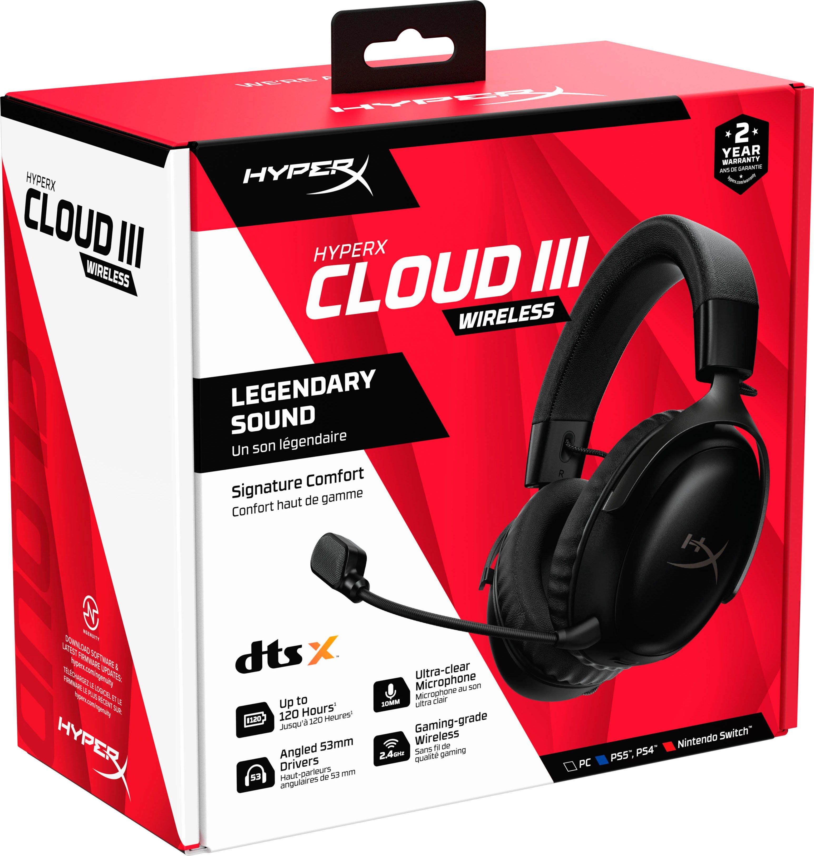 Wireless) HyperX Cloud Gaming-Headset (Geräuschisolierung, schwarz Wireless III