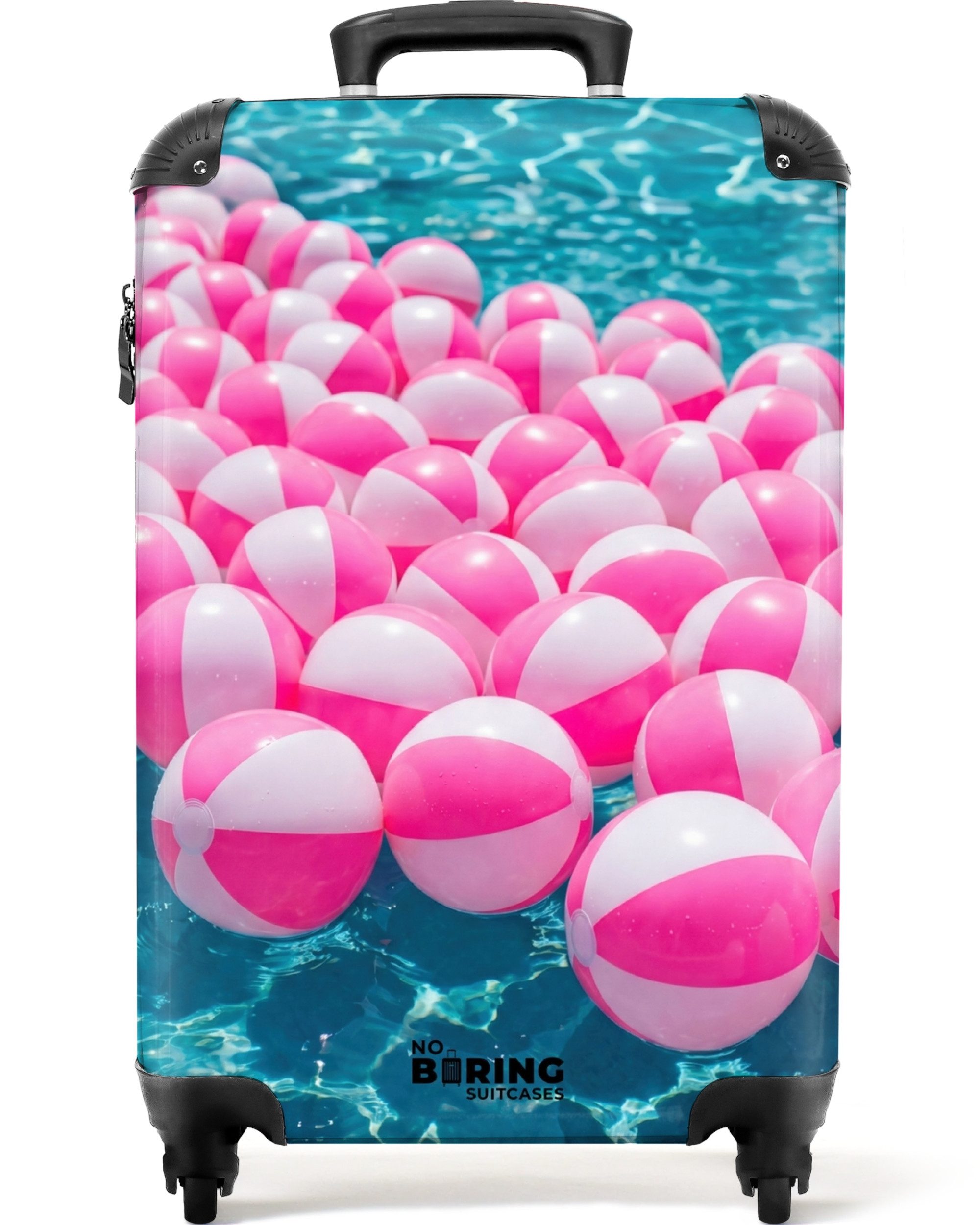 Hartschalen-Trolley Strandbälle - Rosa - Wasser 55x35x20cm