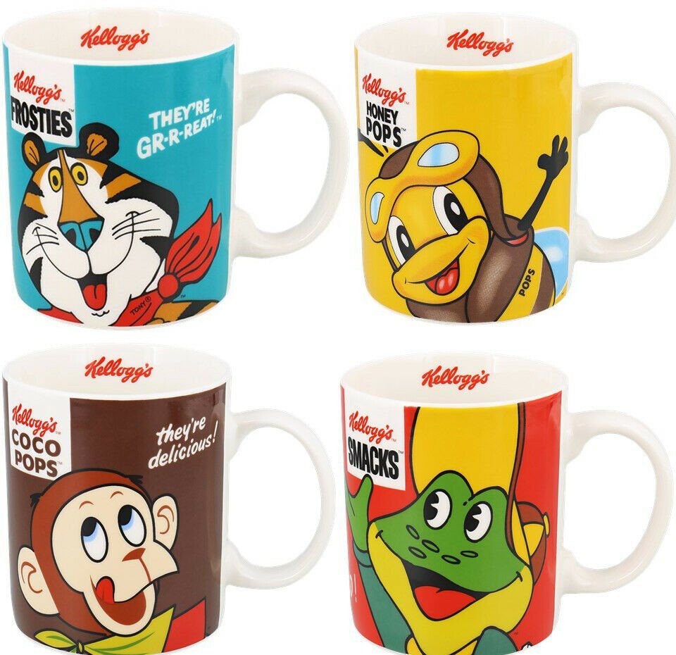 Kellogg's Tasse COCO Kaffeebecher Cup Tasse Mug Vintage 4er FROSTIES POPS SMACKS Kellogg's Set