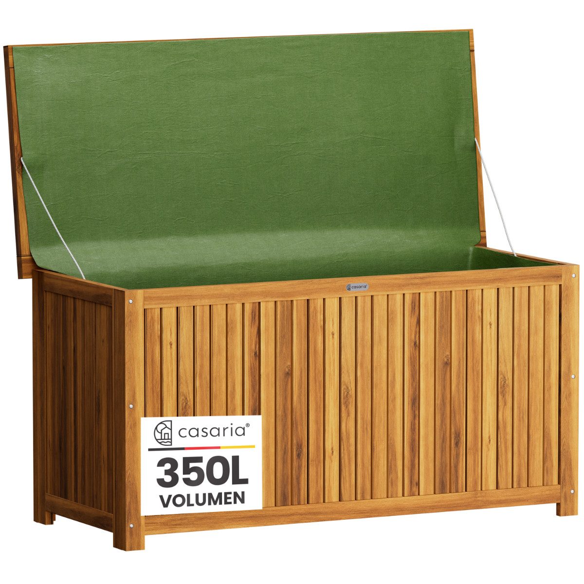 Casaria Auflagenbox, Gartenbox Akazienholz 115x50x59cm mit Innenplane wetterfest 205L