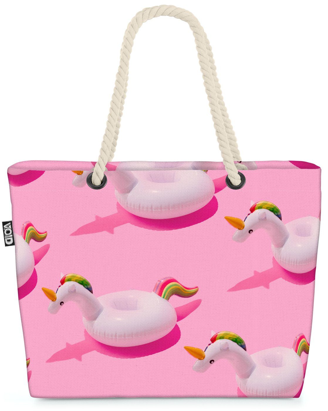 VOID Strandtasche (1-tlg), Einhorn Schwimmtier Reisen tropisch Sommer Urlaub Beach Banane Bag Eis Obst