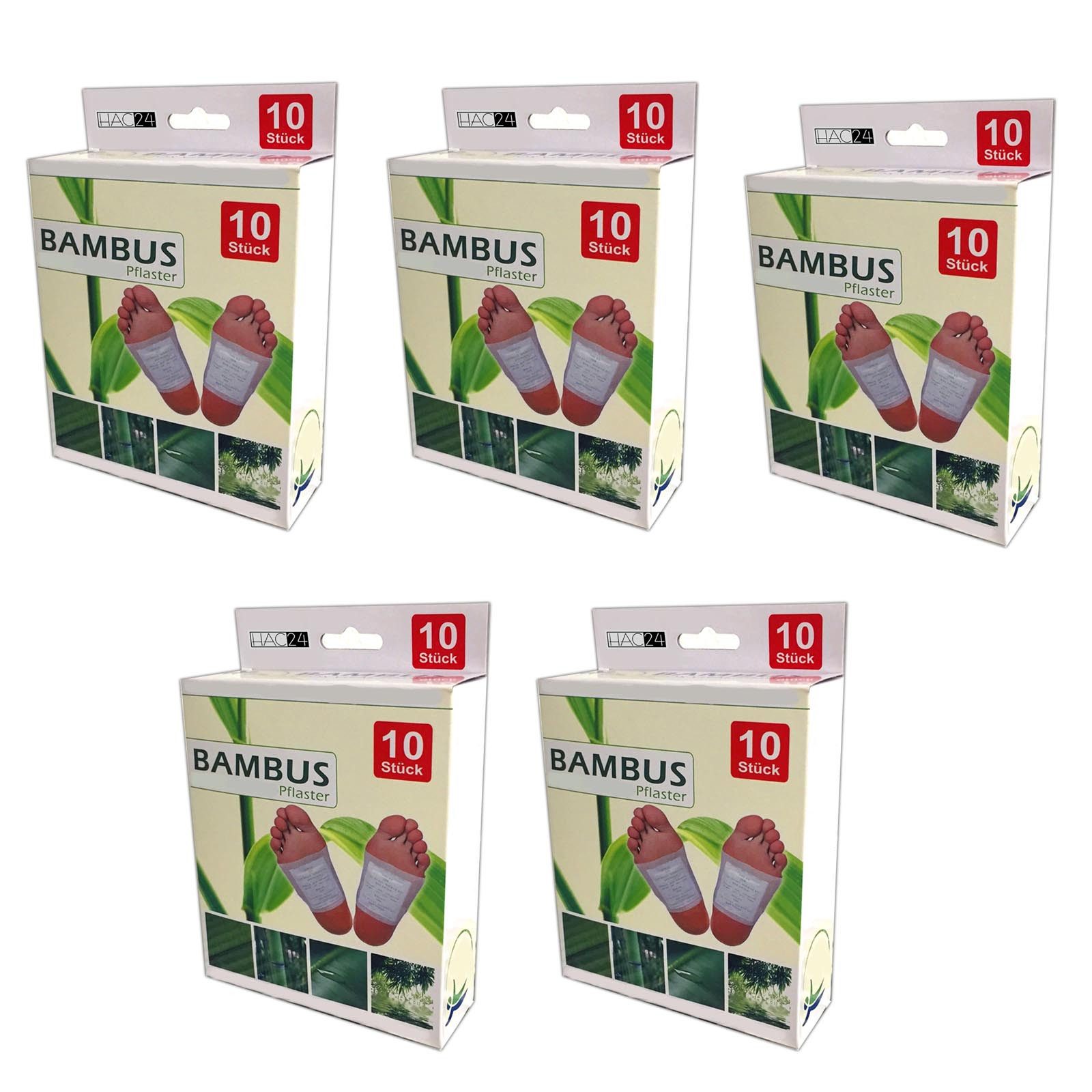 HAC24 Fixierpflaster Bambus Pflaster Fußpads (50 Stück) mit Baumessig und Turmalinpulver