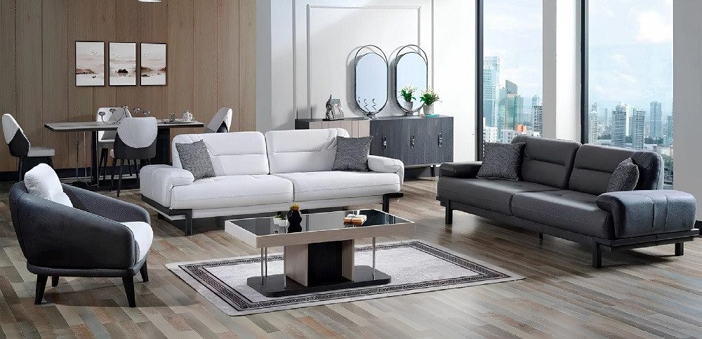Xlmoebel Polstergarnitur Moderne Textil Sofagarnitur 3+3+1 Sitzer Komplettmöbel 3er Couch, (3-tlg., 2x Sofa 3 Sitzer + 1x Sessel), Hergestellt in Europa