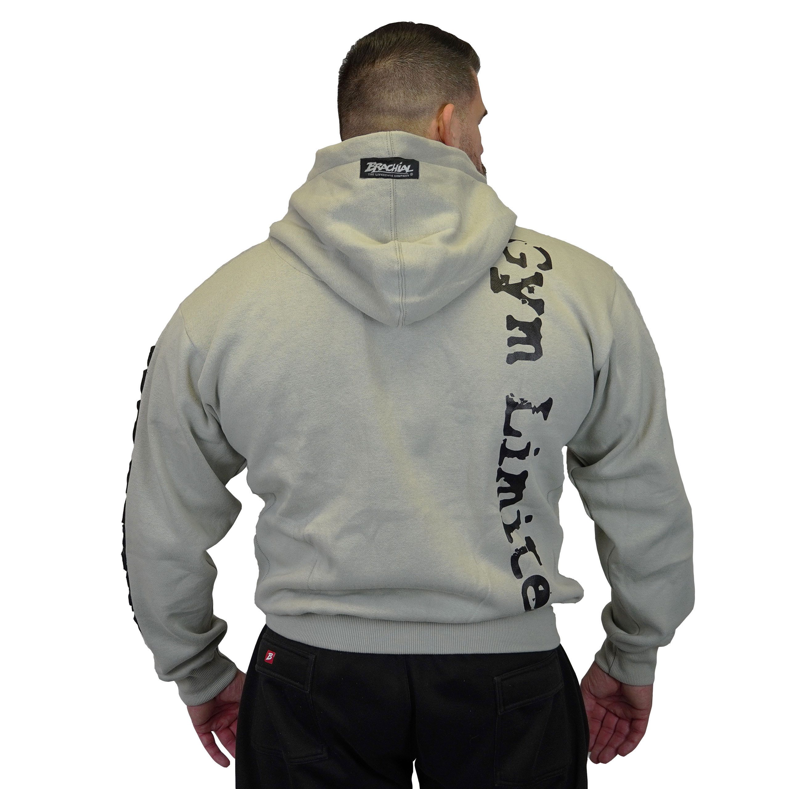 BRACHIAL THE LIFESTYLE COMPANY Kapuzensweatjacke Brachial Zip-Hoody "Gym" hellgrau/schwarz S