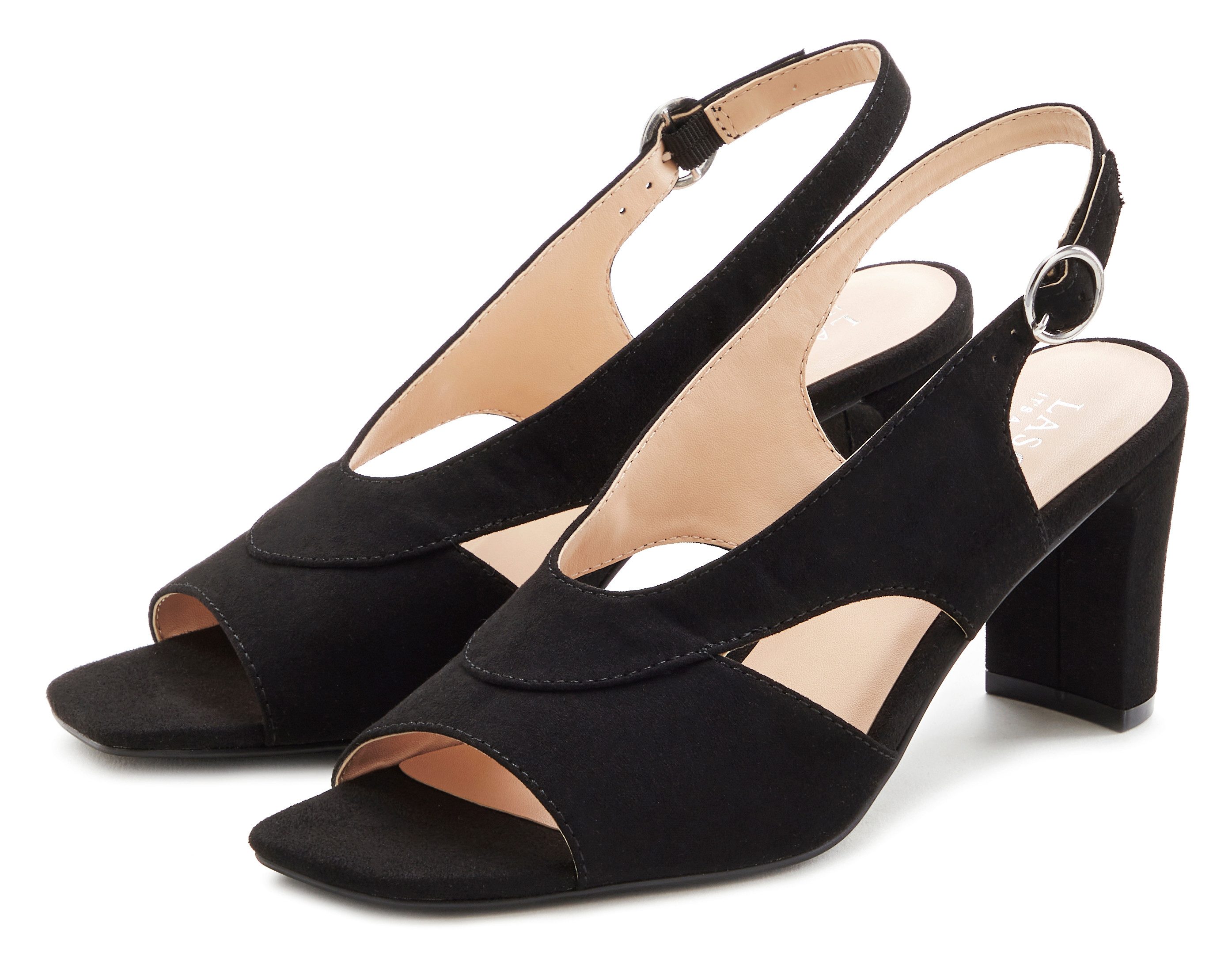 LASCANA Sandale, Sommerschuh, Sandalette mit Blockabsatz und raffiniertem A günstig online kaufen