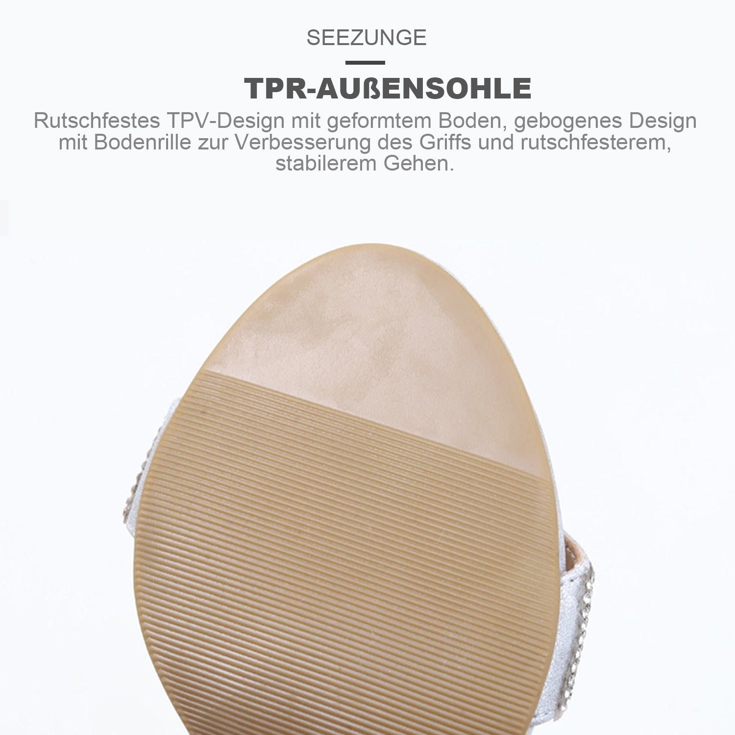 Daisred Pumps Damen Strass Sandale mit High-Heel-Sandalette den Silber Alltag Knöchelriemen für
