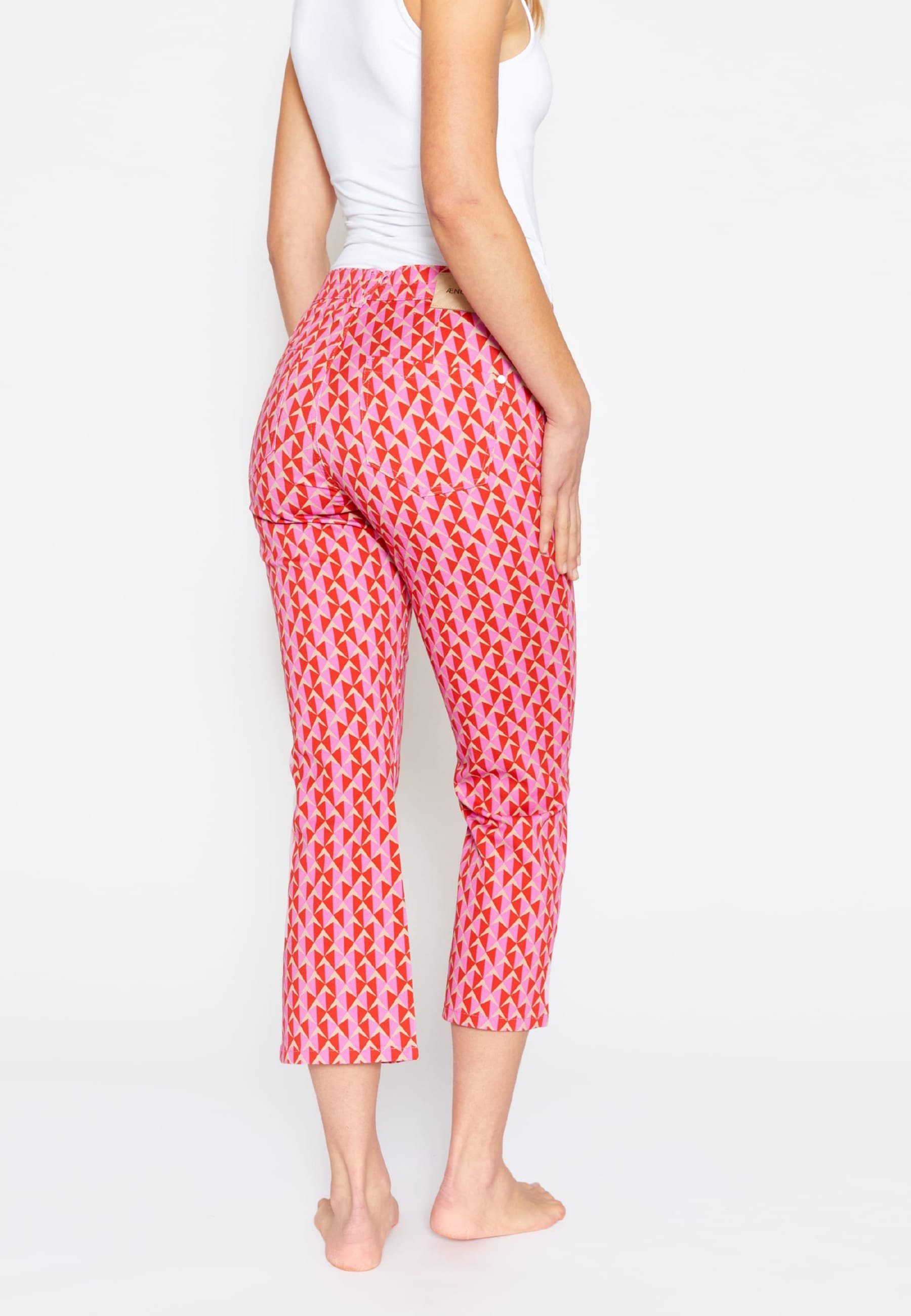 Print Bundfaltenhose mit Bootcut Hose AENGELS Cropped