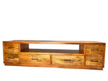 OPIUM OUTLET Lowboard Sideboard TV-Kommode Regal Möbel Massivholz braun (Schubladen beidseitig zu öffnen, B x H x T: 200 x 45 x 50 cm), TV-Schrank, Raumteiler, komplett montiert