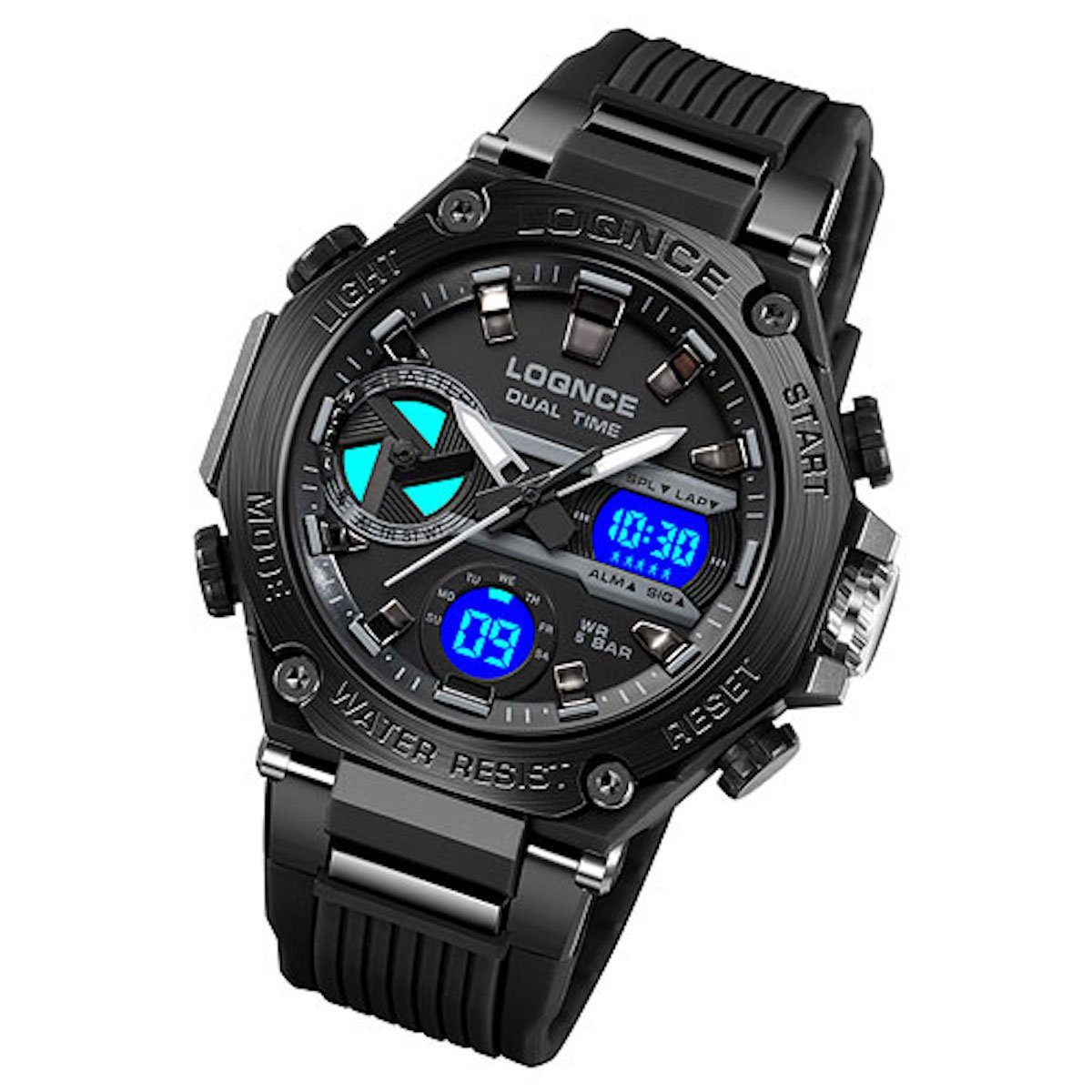 Taffstyle Sportuhr Herren Armbanduhr Digital Sportuhr Stopp Alarm Licht Chronograph Uhr, Multifunktionale Uhr Stoppuhr Kalender Beleuchtung 5 ATM Wasserdicht