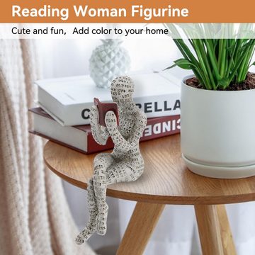 HYTIREBY Dekofigur Figur Deko Für Regal, Kleine Lesende Frauen Geformte Skulptur (1 St), Skulpturen, Die Zellstoff Formt, Bücherregal-Ornamente