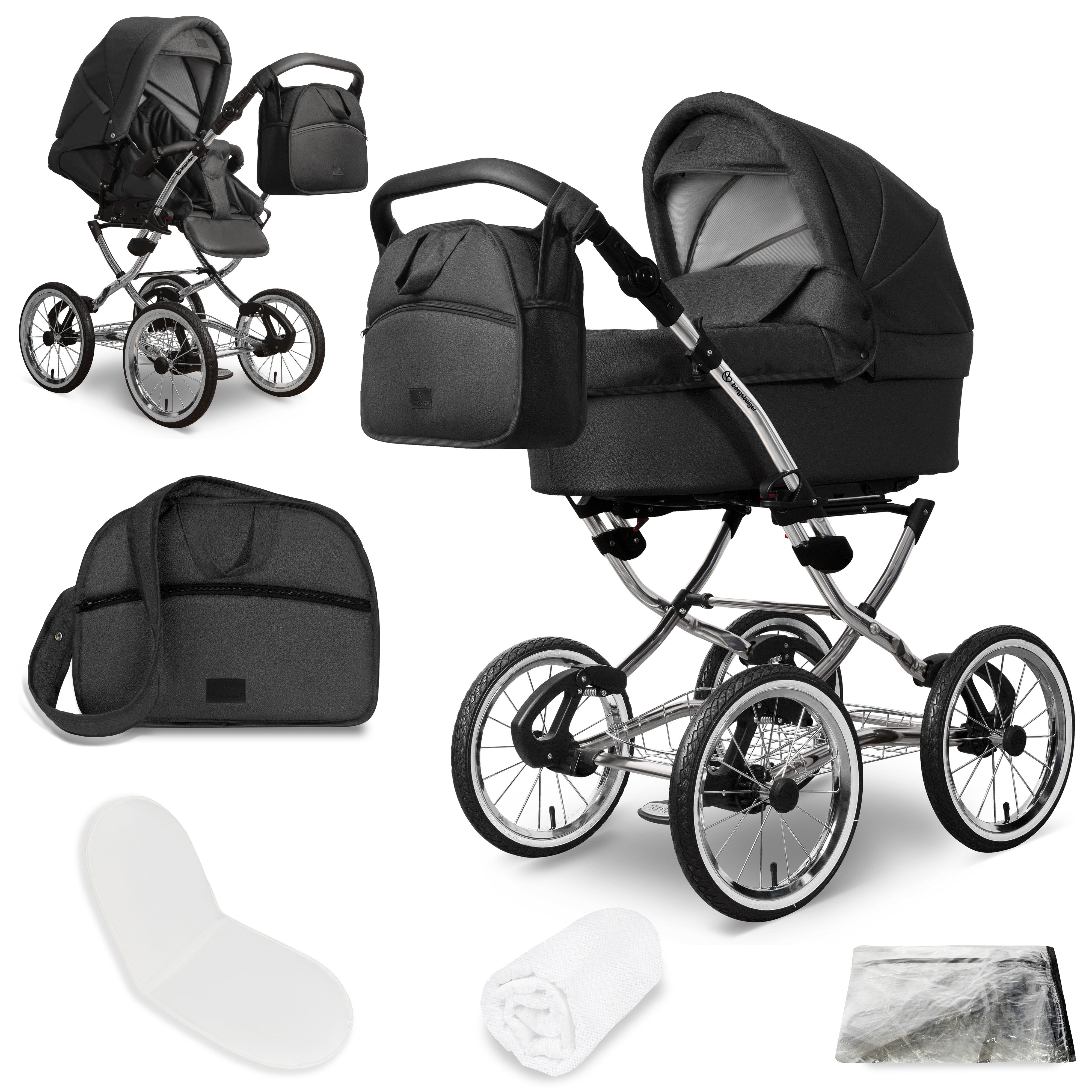 bergsteiger Kombi-Kinderwagen Venedig Retro-Kinderwagen 3in1, (10-tlg)