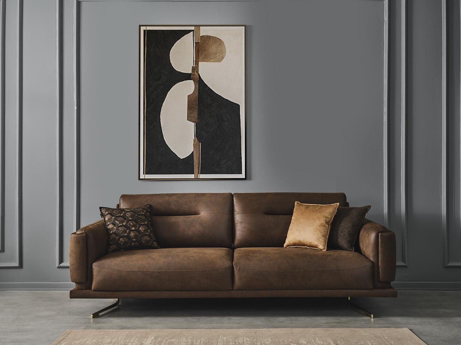 4-Sitzer Neues, modernes braunes Luxus-Sofa für das Wohnzimmer, 4-Sitzer