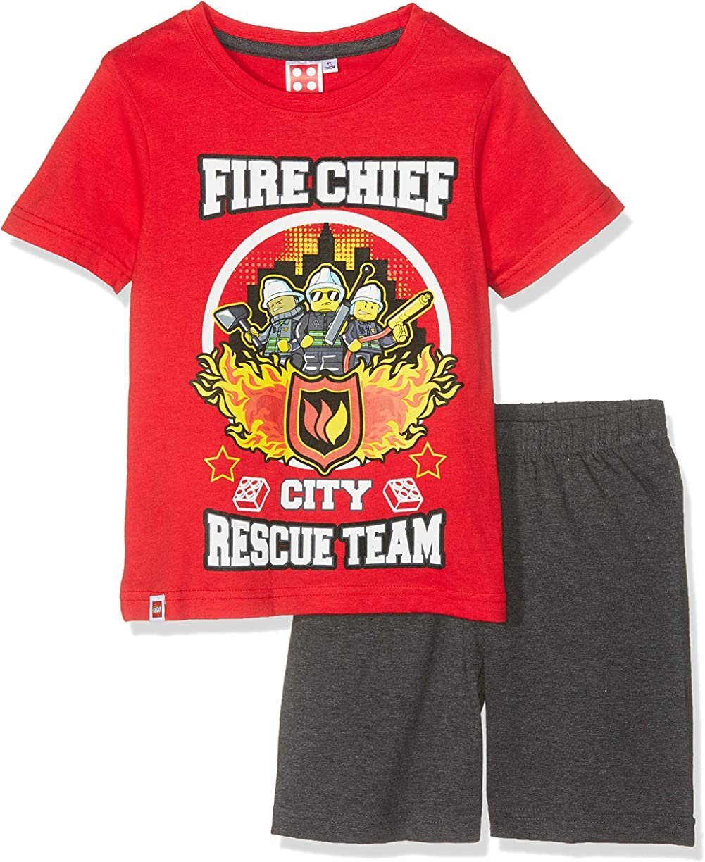 LEGO® kidswear Shorty LEGO CITY SHORTY PYJAMA Jungen kurzer Schlafanzug hellblau, rot und Dunkelblau Gr.104 116 128 140