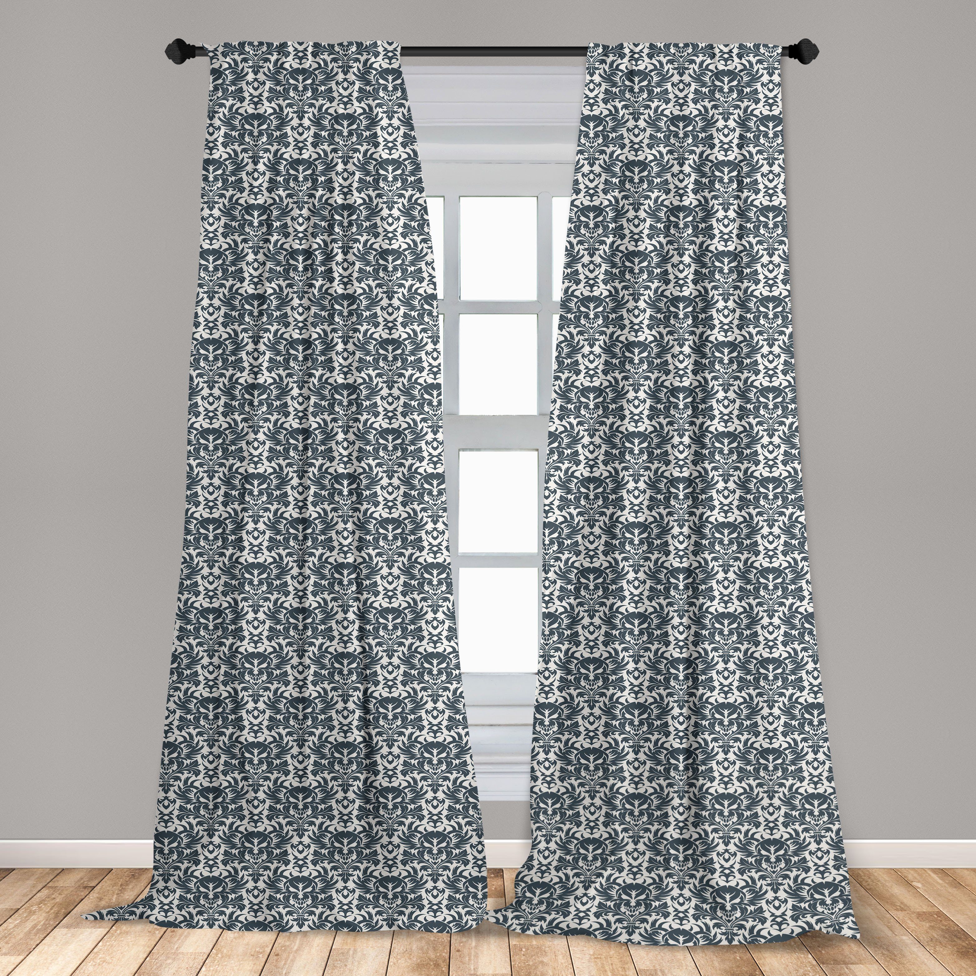 Gardine Vorhang für Wohnzimmer Schlafzimmer gotisch Microfaser, Dekor, blühen Damast-Inspired Abakuhaus